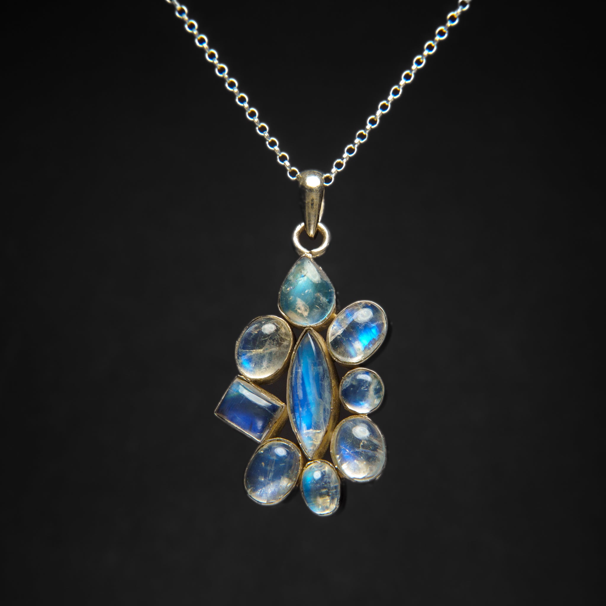 Sterling Silver Moonstone Gemstone Pendant with 18" Sterling Silver Chain