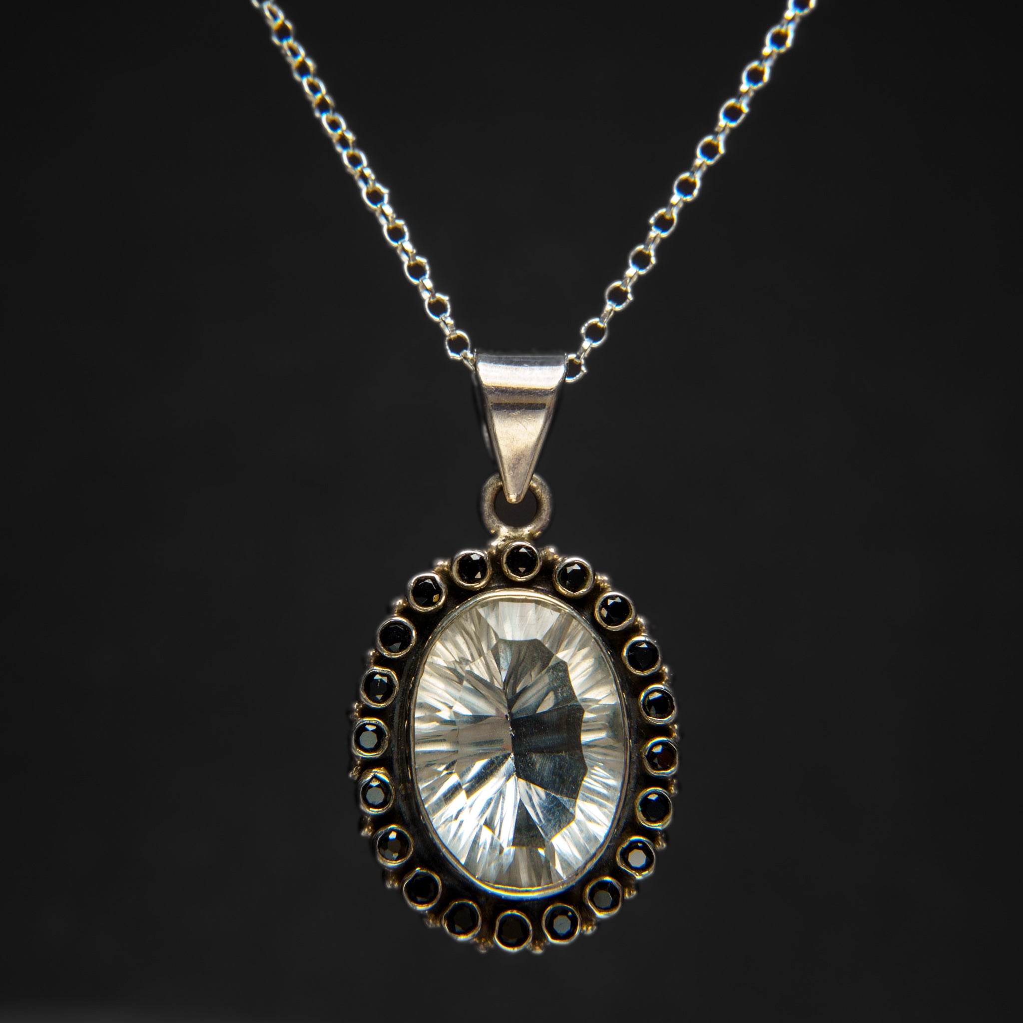 Sterling Silver Quartz Gemstone Pendant with 18" Sterling Silver Chain