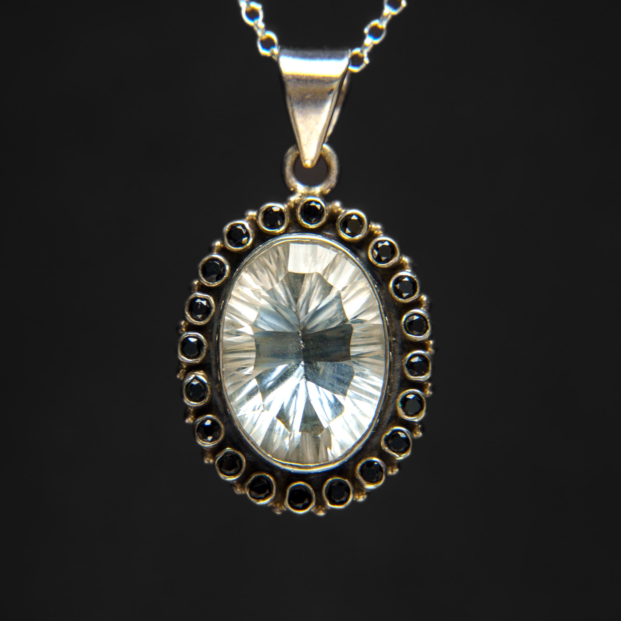 Sterling Silver Quartz Gemstone Pendant with 18" Sterling Silver Chain