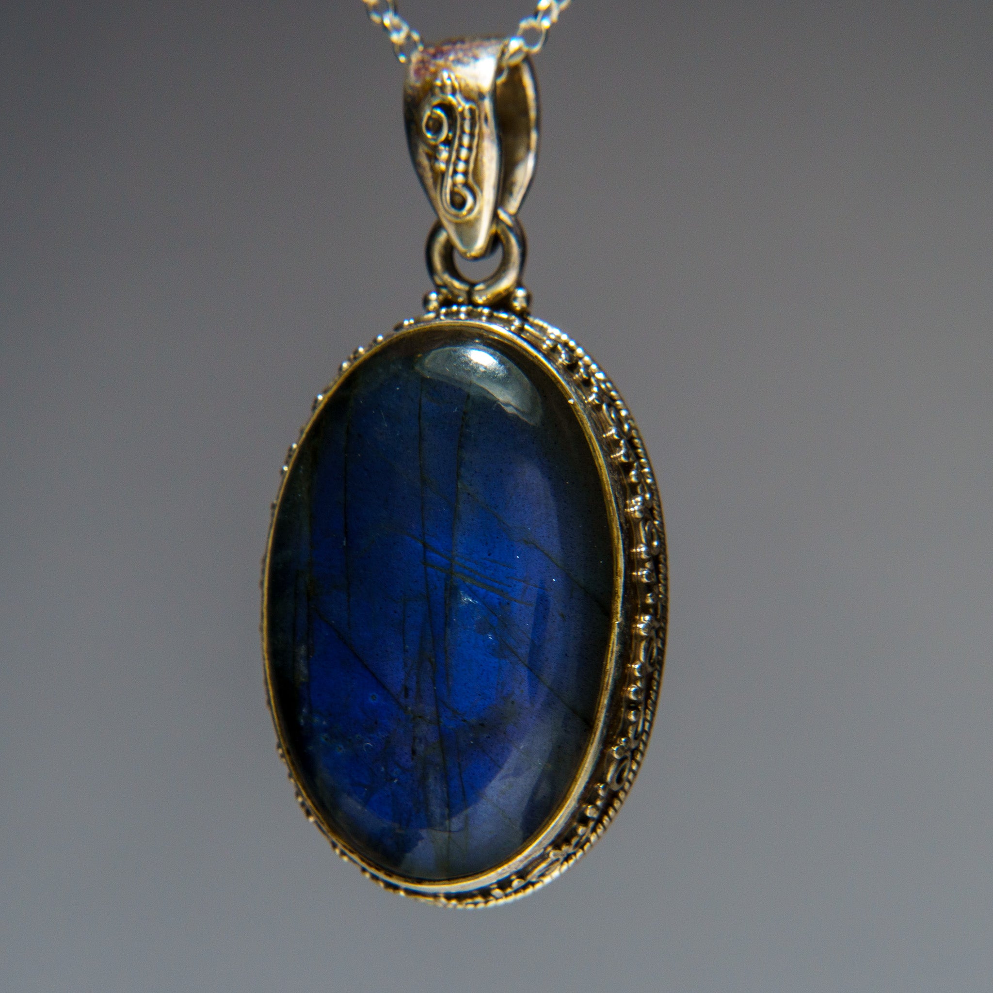 Sterling Silver Labradorite Gemstone Pendant with 18" Sterling Silver Chain