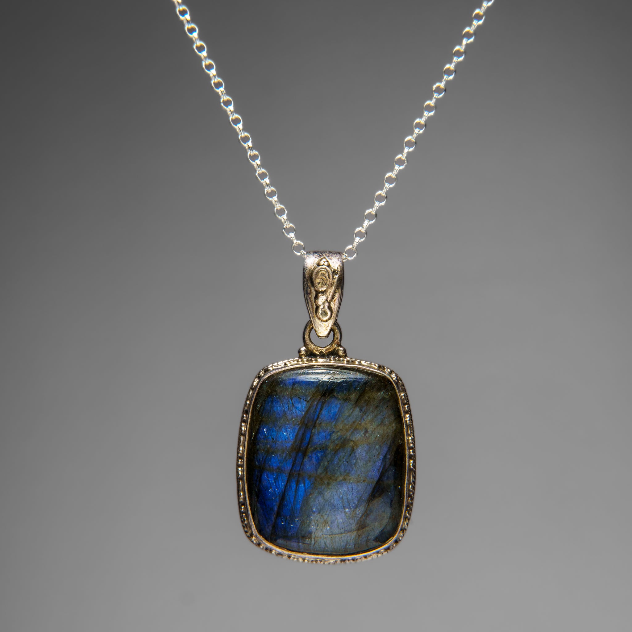Sterling Silver Labradorite Gemstone Pendant with 18" Sterling Silver Chain
