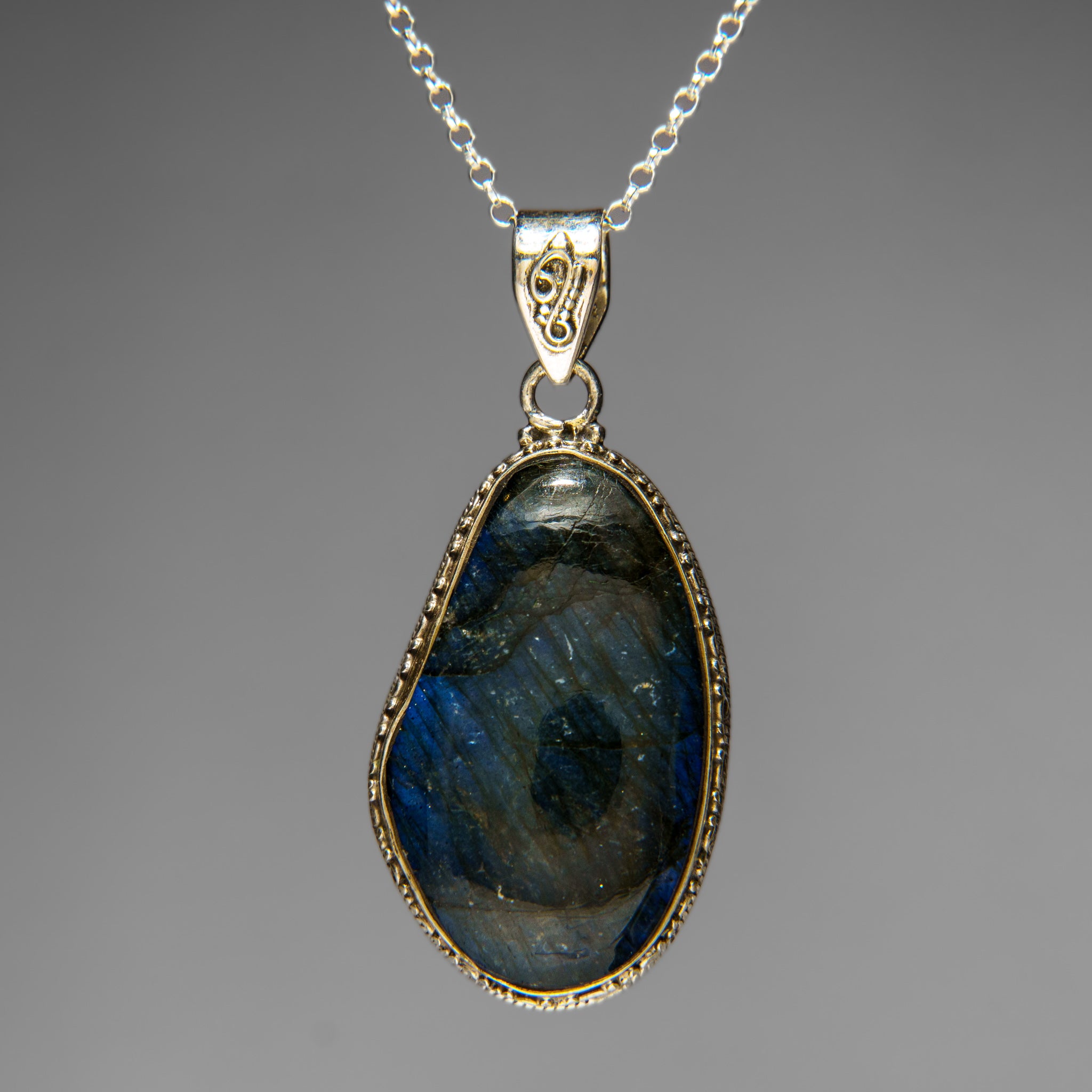 Sterling Silver Labradorite Gemstone Pendant with 18" Sterling Silver Chain