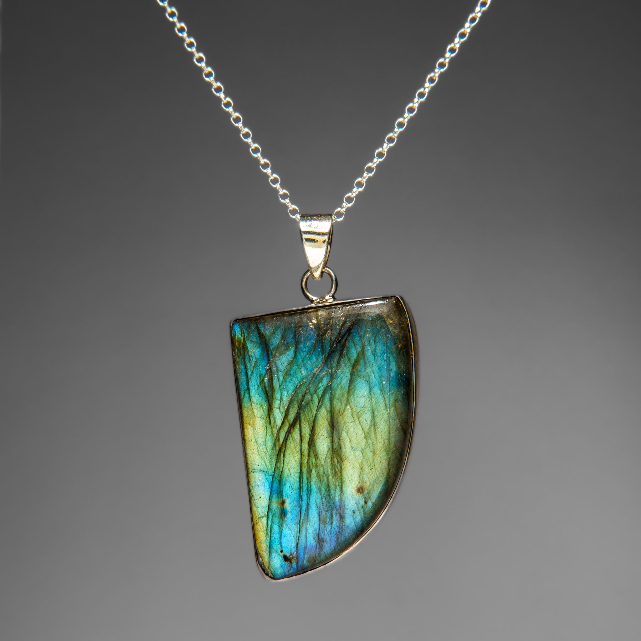 Sterling Silver Labradorite Gemstone Pendant with 18" Sterling Silver Chain
