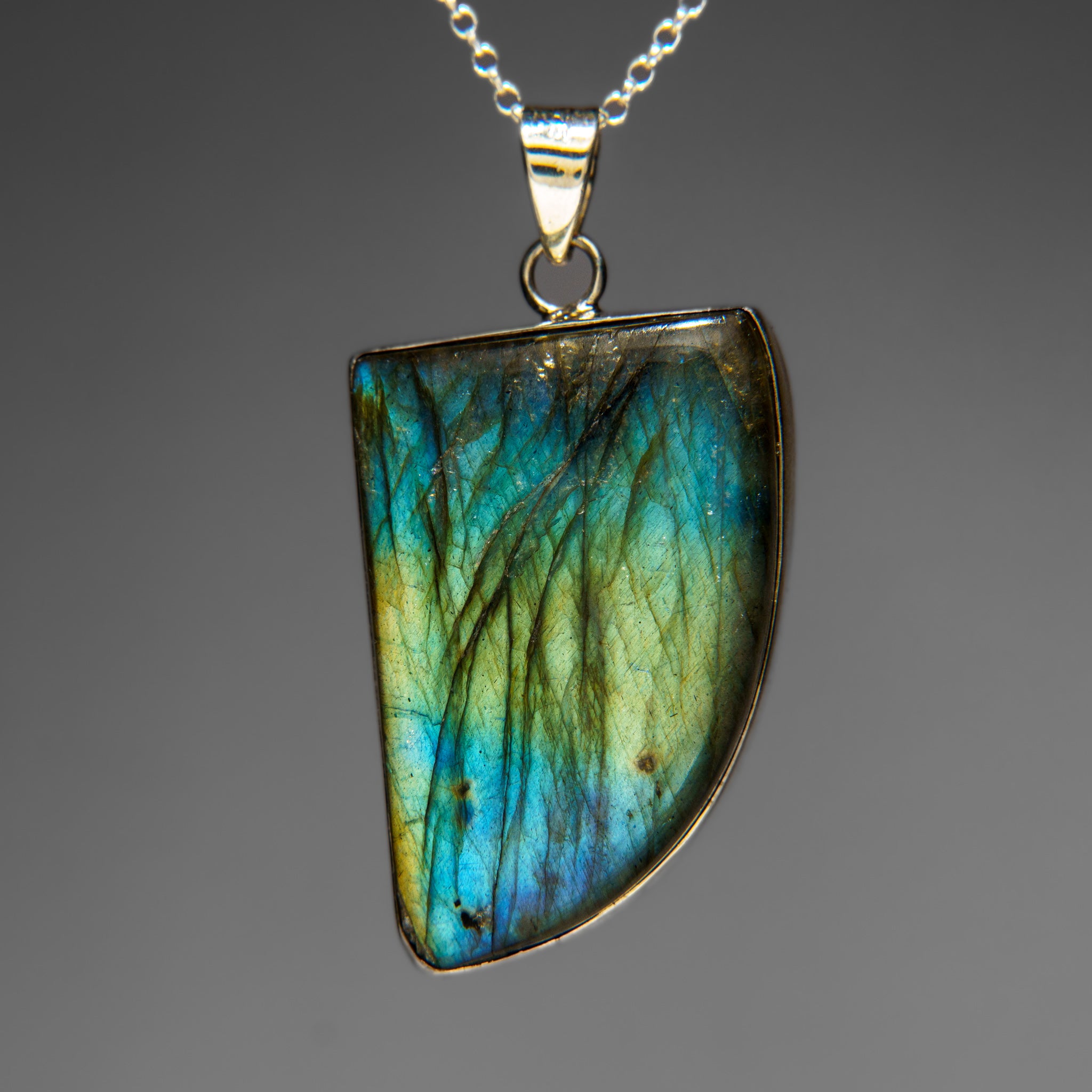 Sterling Silver Labradorite Gemstone Pendant with 18" Sterling Silver Chain