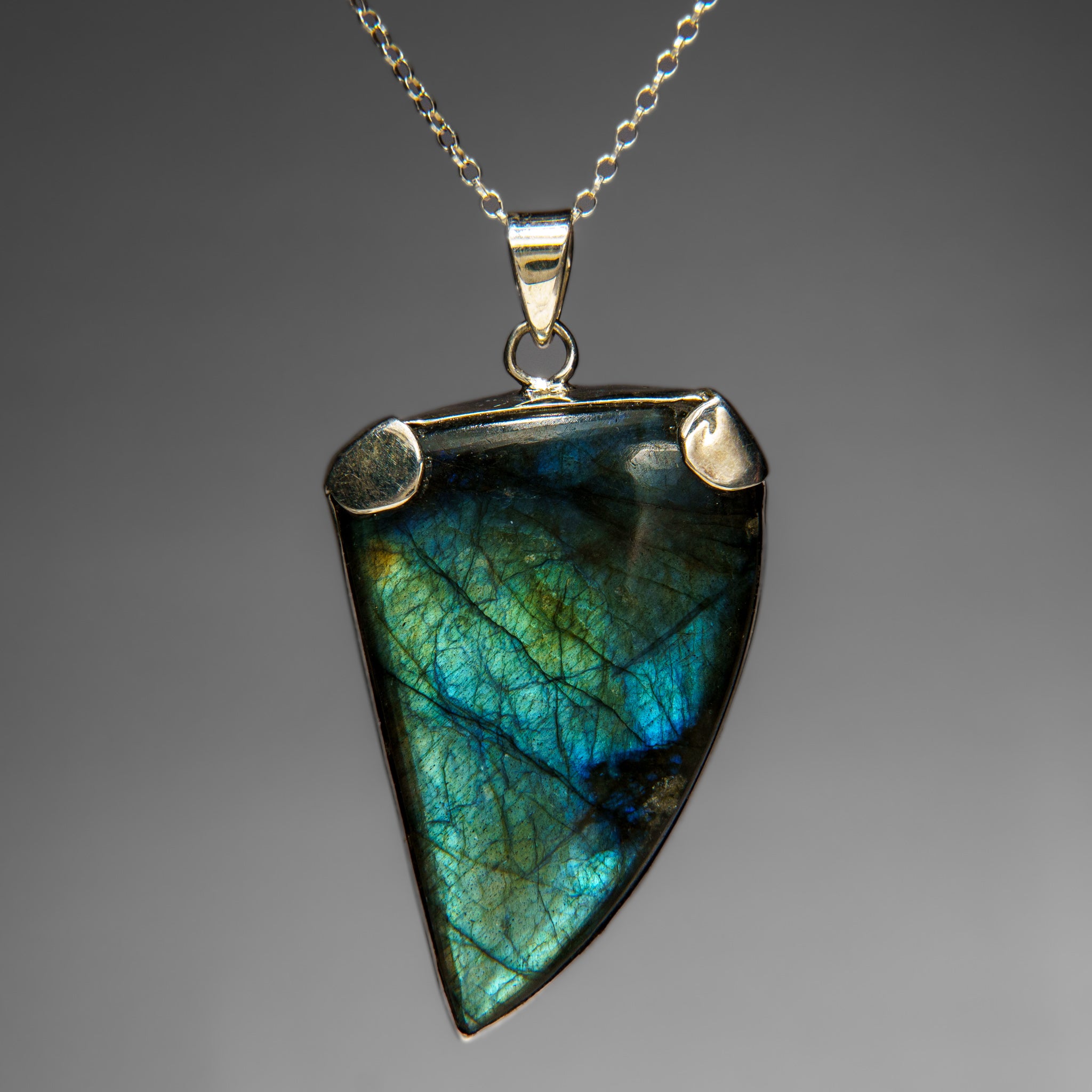 Sterling Silver Labradorite Gemstone Pendant with 18" Sterling Silver Chain