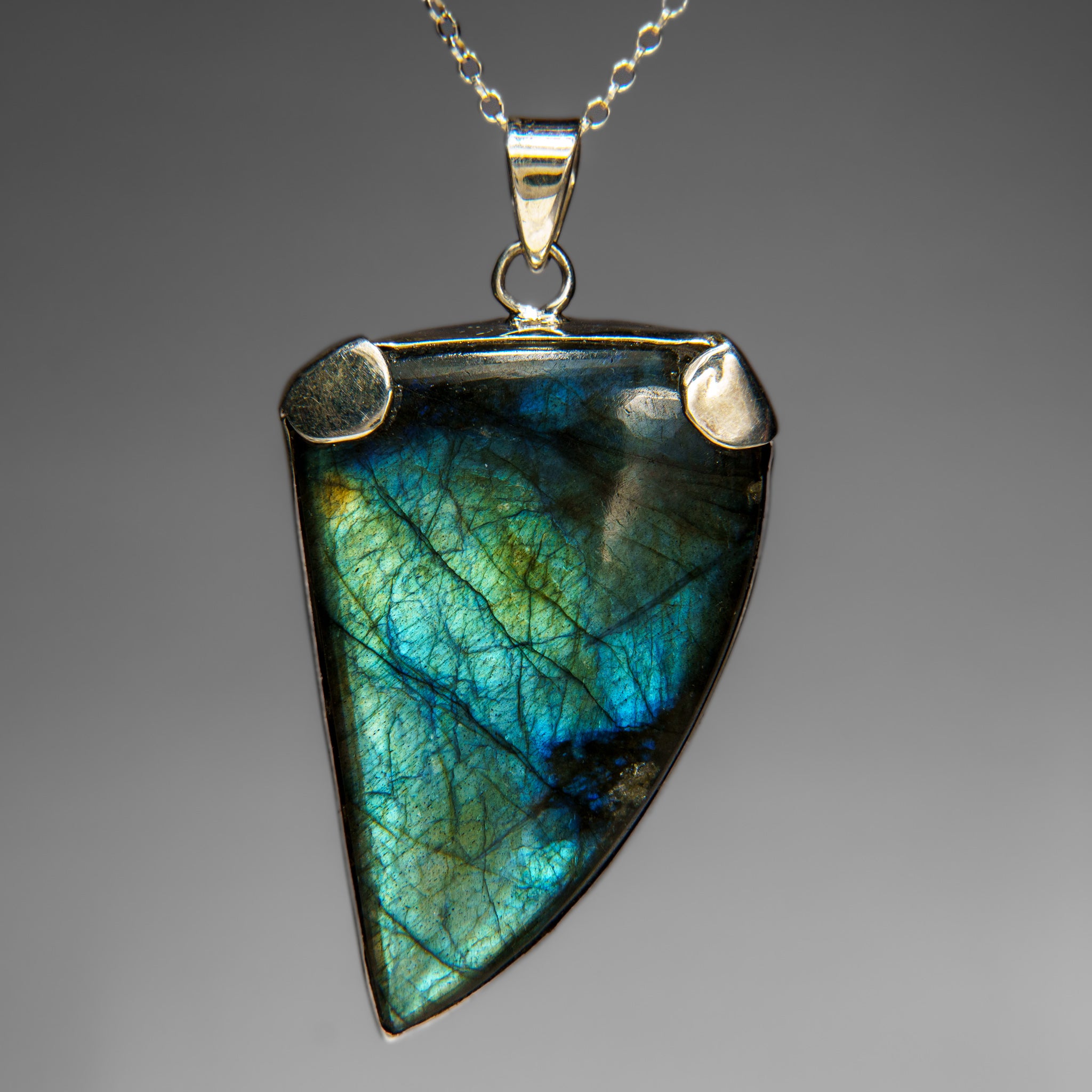 Sterling Silver Labradorite Gemstone Pendant with 18" Sterling Silver Chain