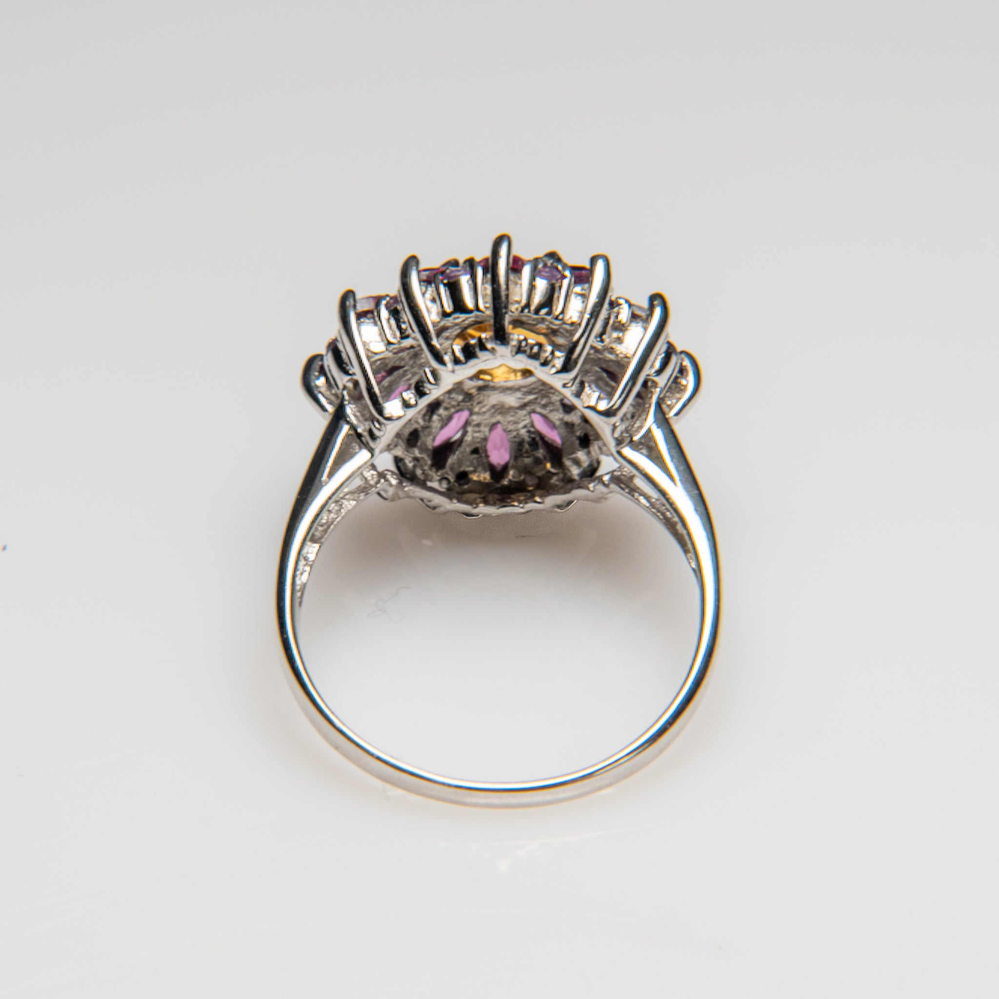 Citrine with Rhodolite Gemstone Sterling Silver Ring (Size 8.5)