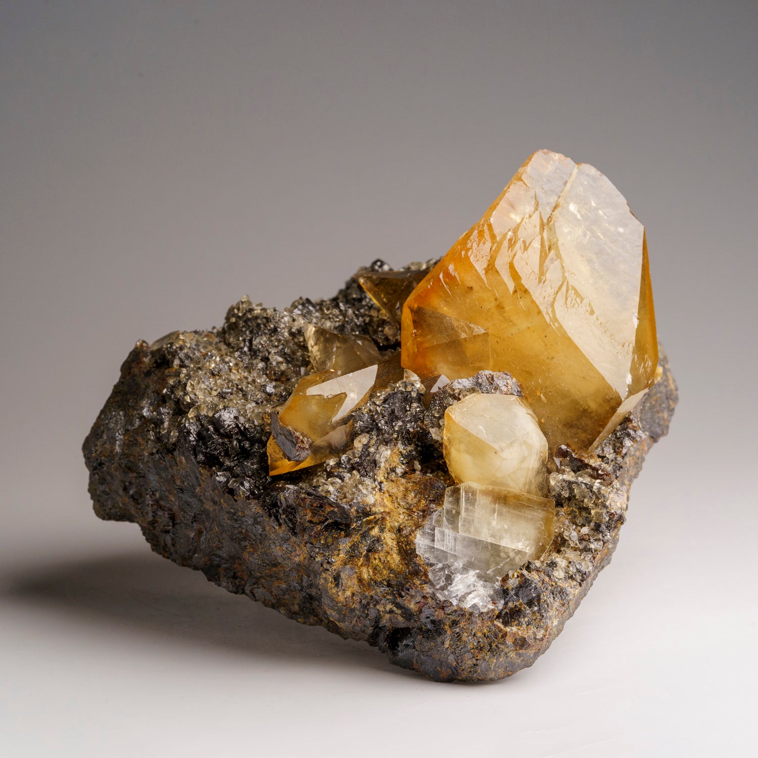 Twinned Golden Calcite Crystal from Elmwood Mine, Tennessee (211.4 grams)