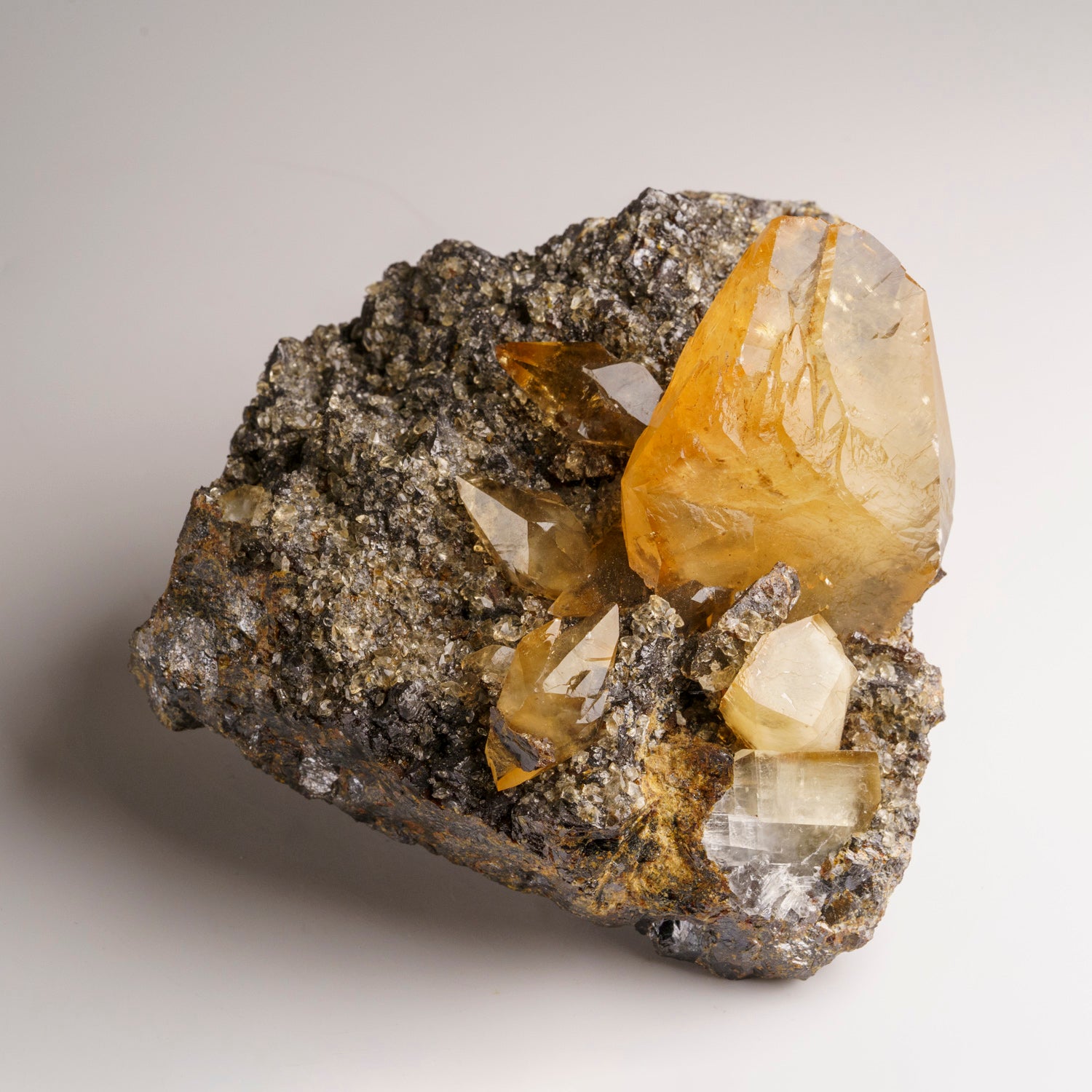 Twinned Golden Calcite Crystal from Elmwood Mine, Tennessee (211.4 grams)