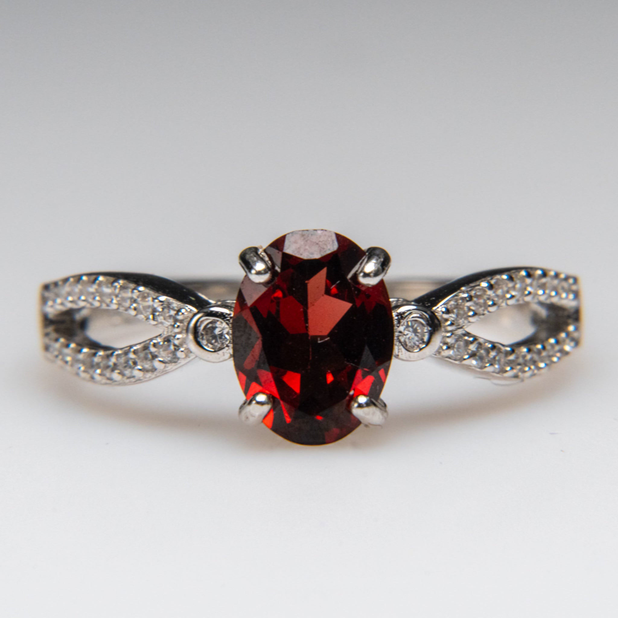 Ruby Gemstone Sterling Silver Ring (Size 6.5)