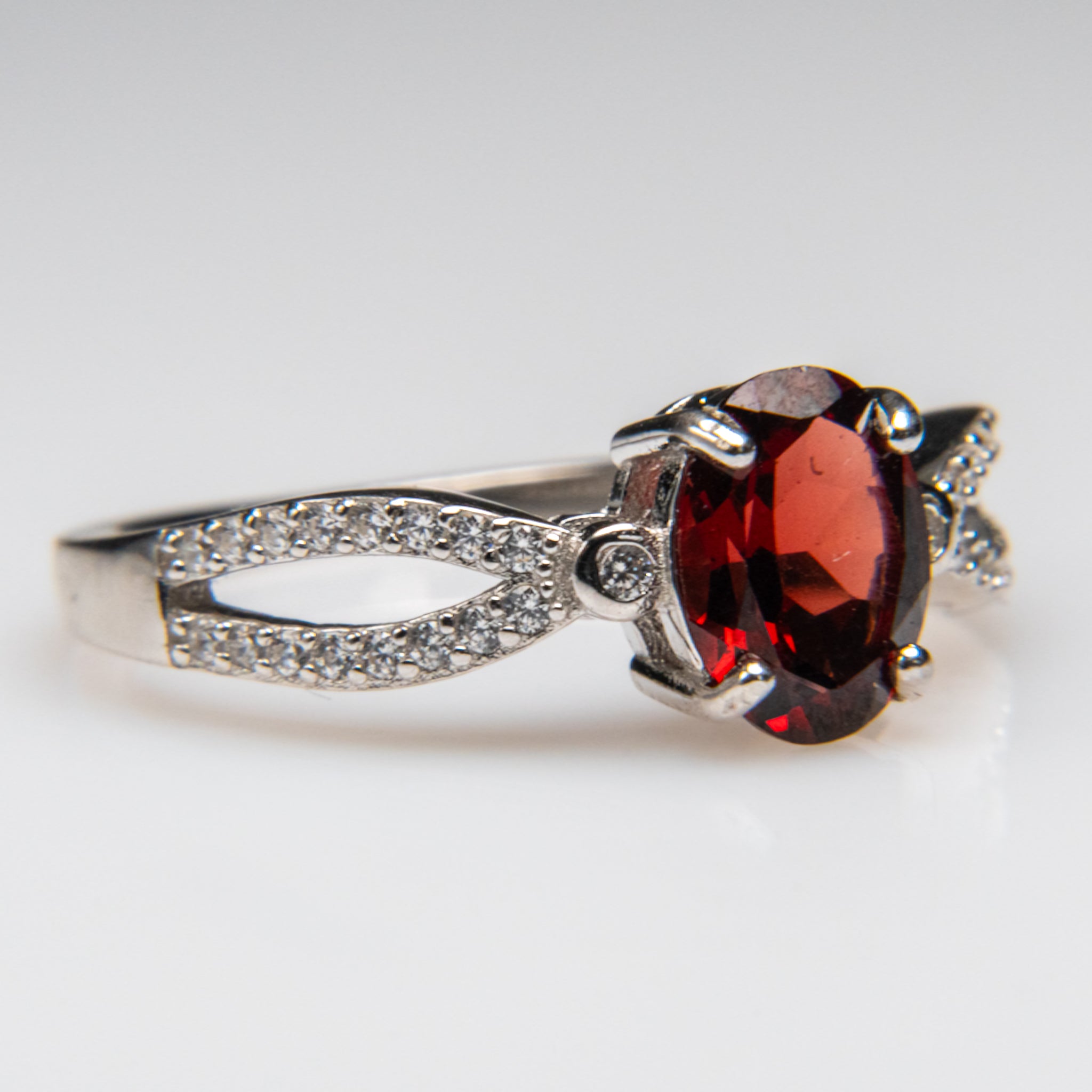 Ruby Gemstone Sterling Silver Ring (Size 6.5)