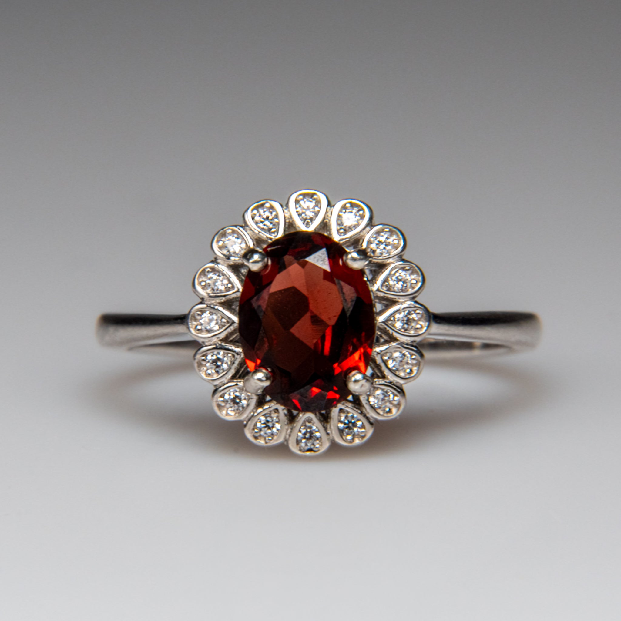 Ruby Gemstone Sterling Silver Ring (Size 7)