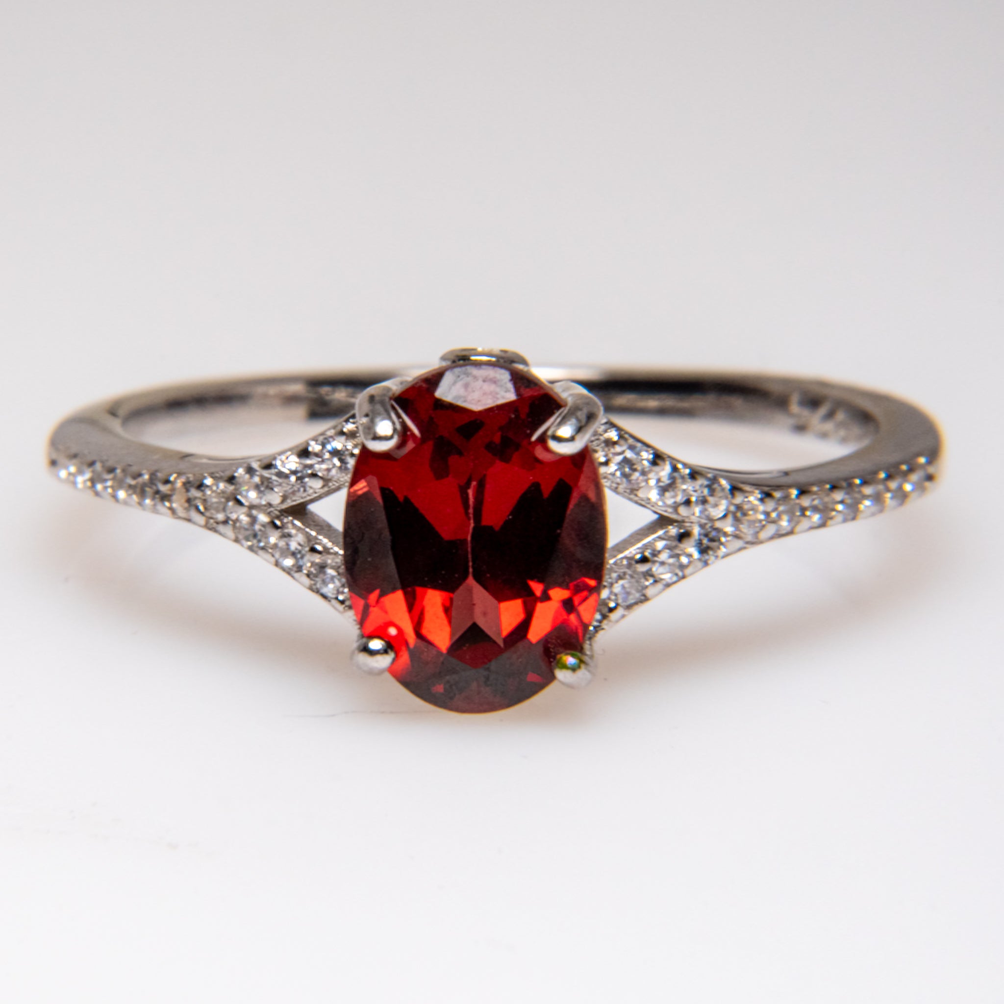 Ruby Gemstone Sterling Silver Ring (Size 7)
