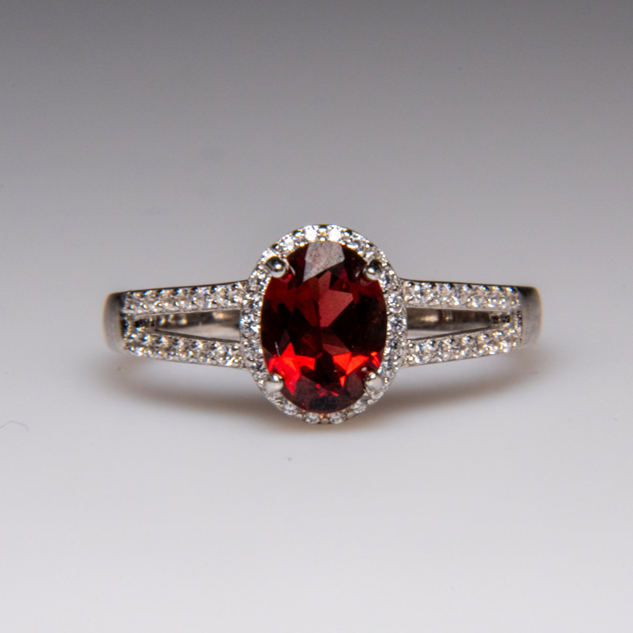 Ruby Gemstone Sterling Silver Ring (Size 6 3/4)