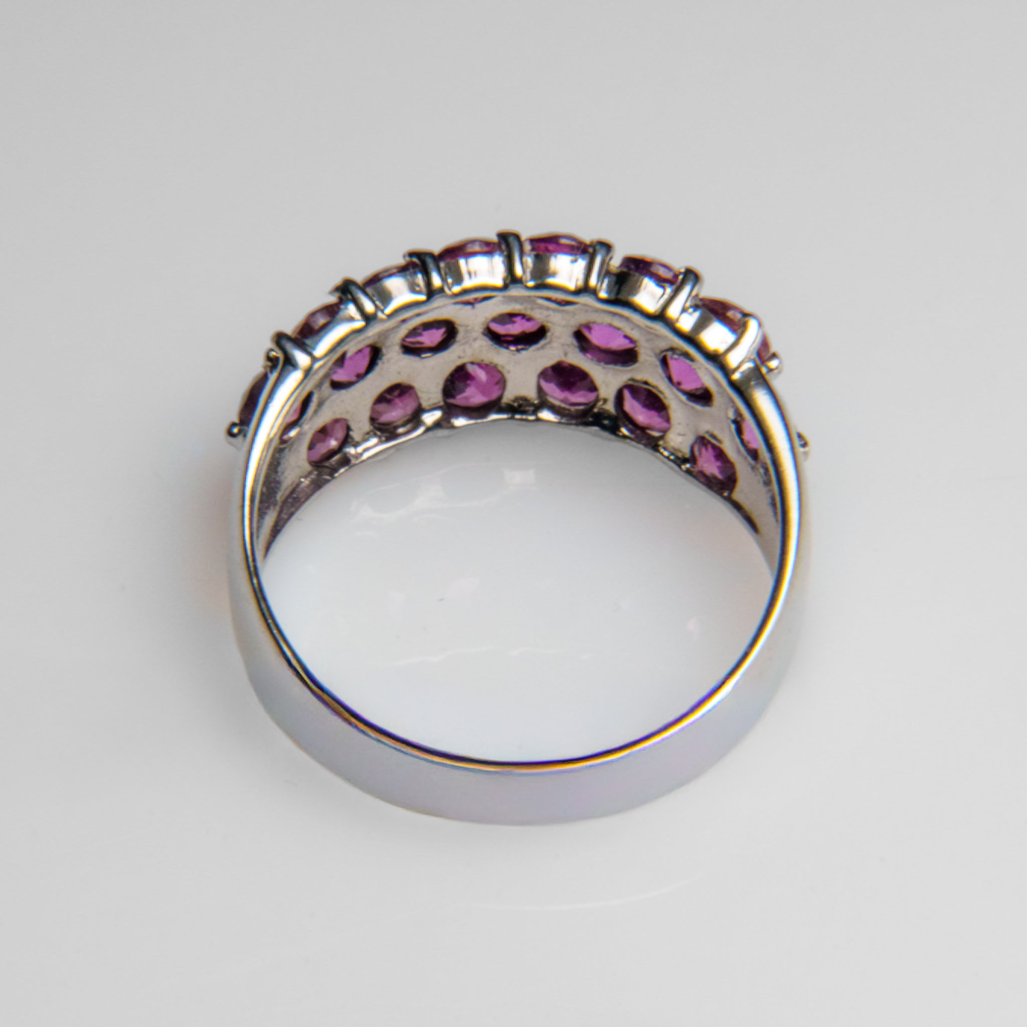 Rhodolite Gemstone Sterling Silver Ring (Size 8)