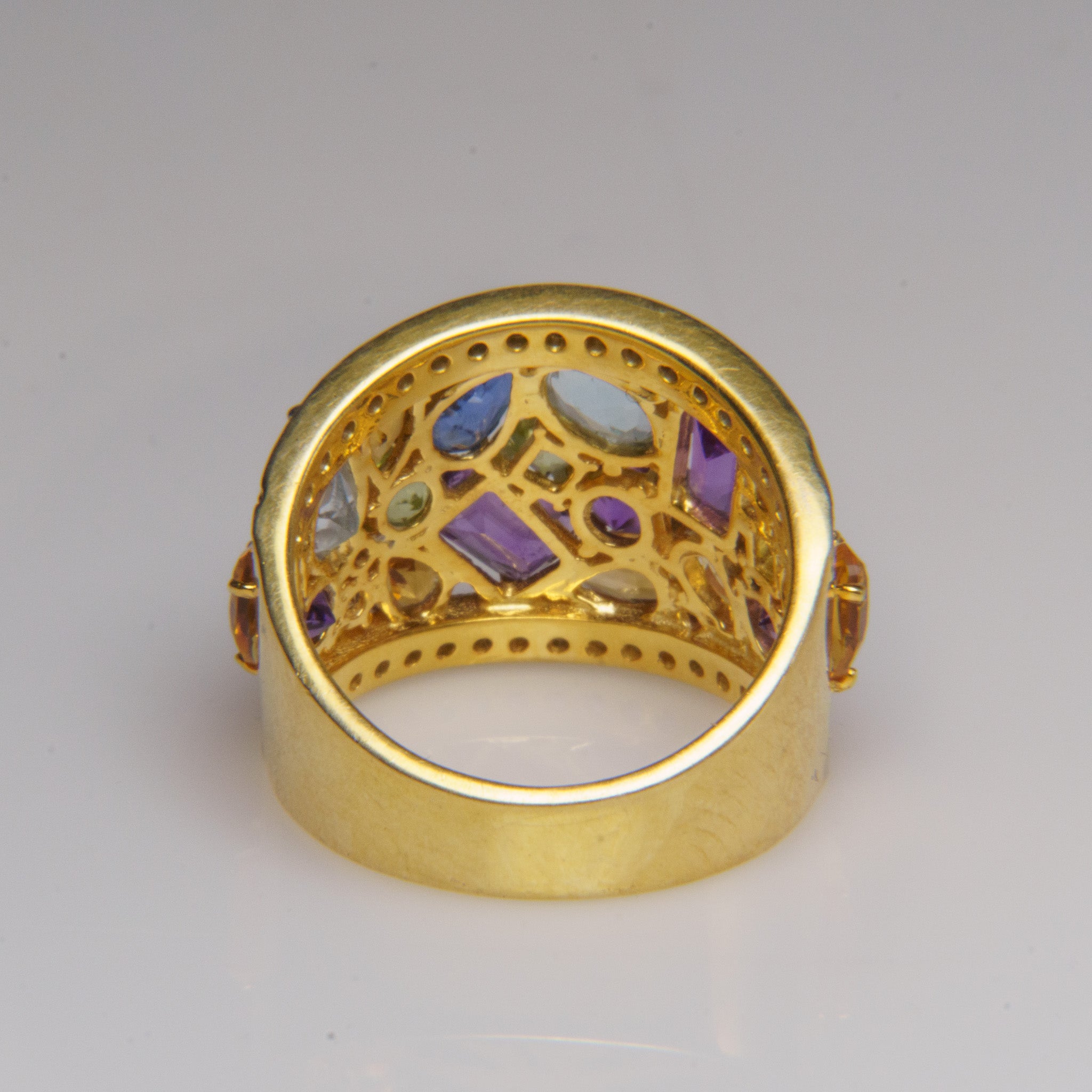 Multi Gemstone Sterling Silver Ring (Size 8)