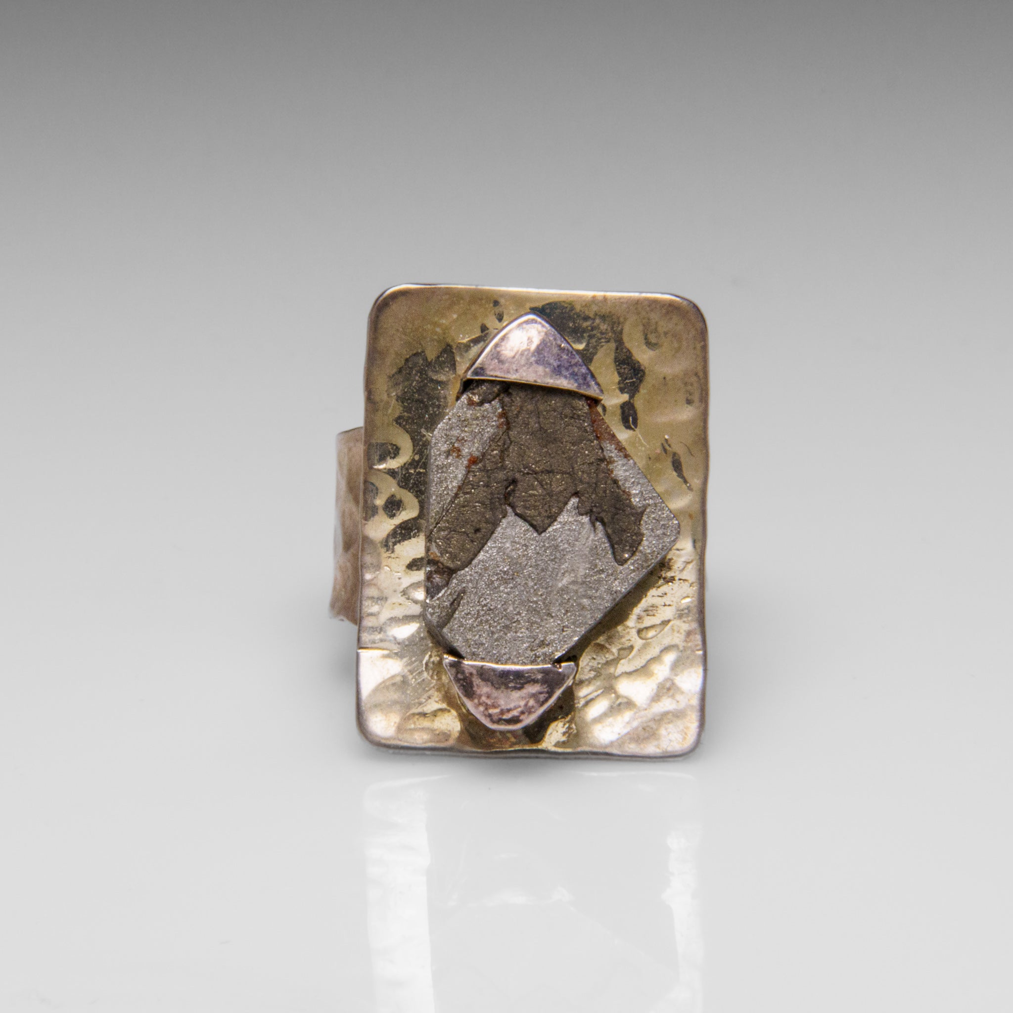 Genuine Seymchan Meteorite Ring in Sterling Silver