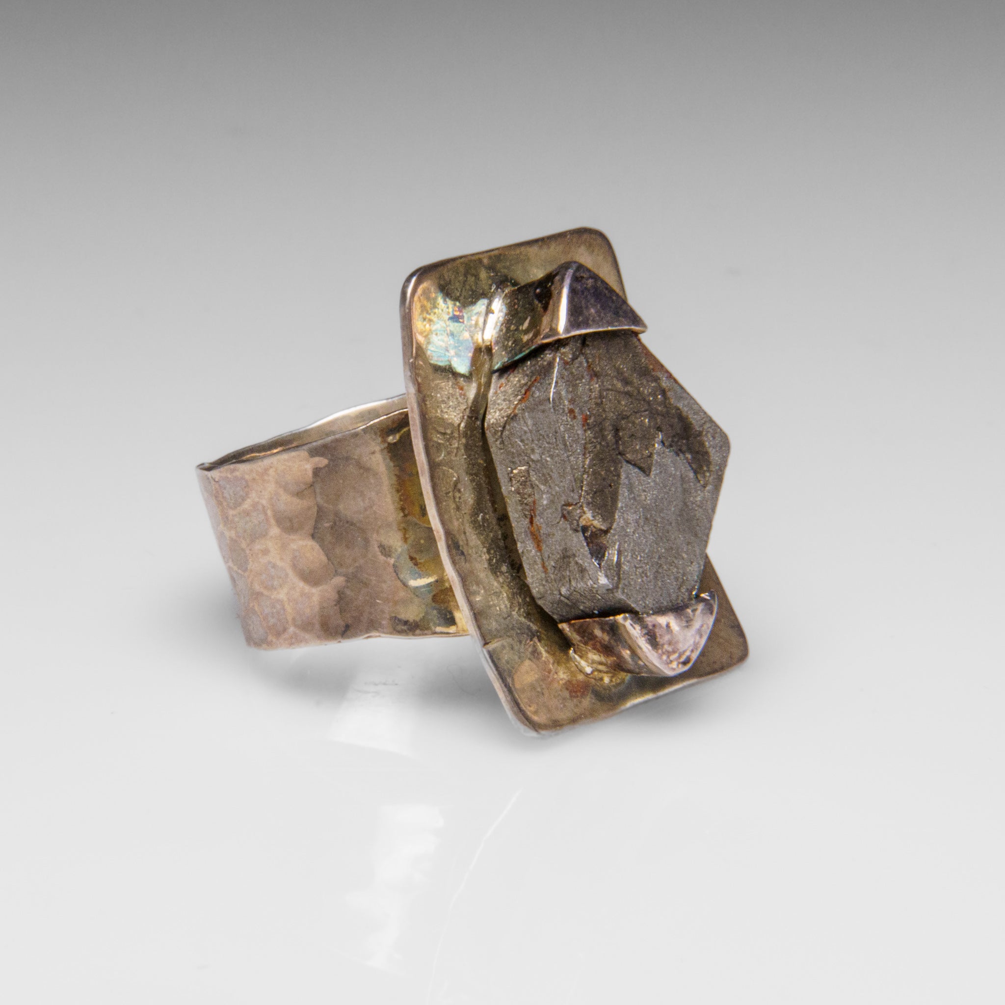 Genuine Seymchan Meteorite Ring in Sterling Silver