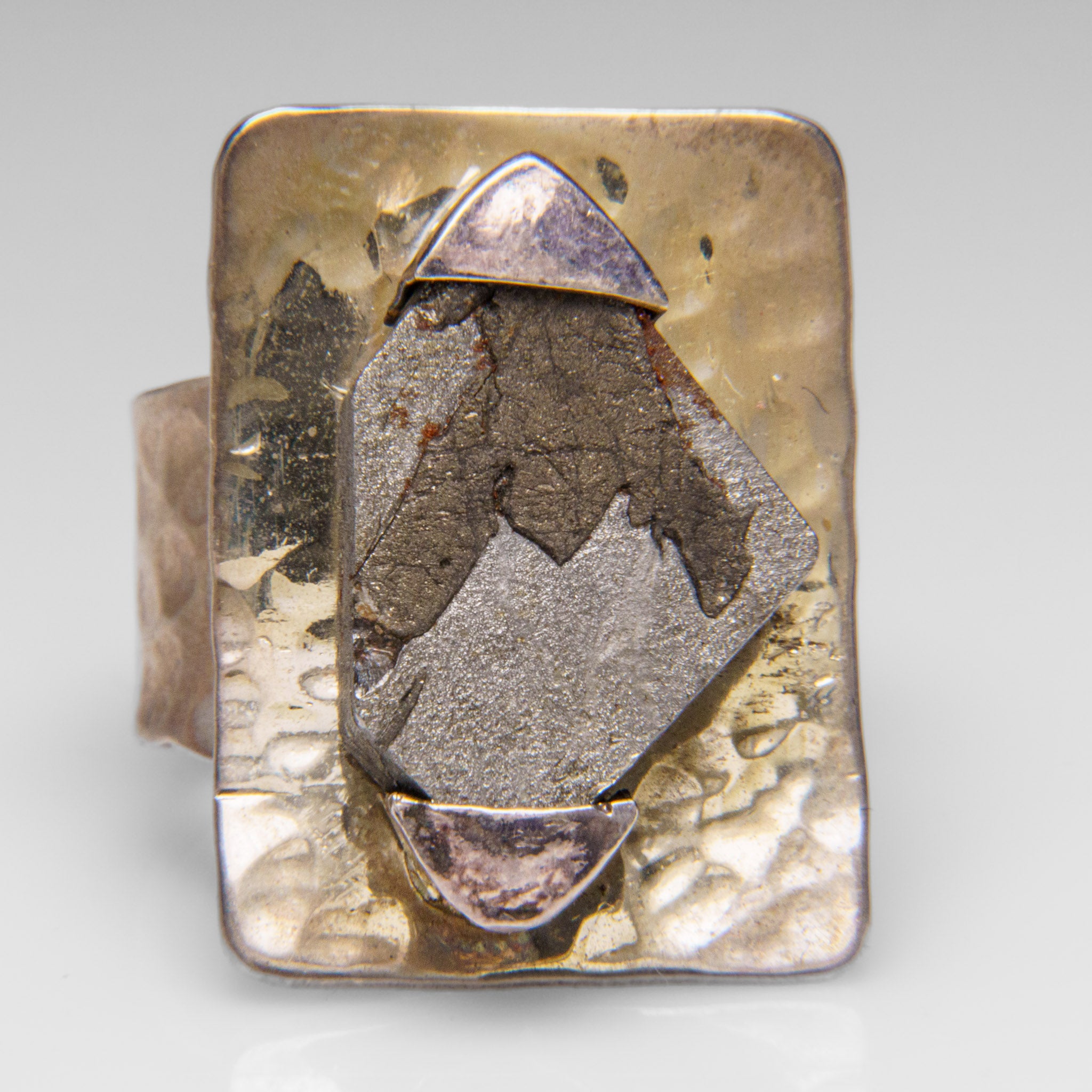 Genuine Seymchan Meteorite Ring in Sterling Silver