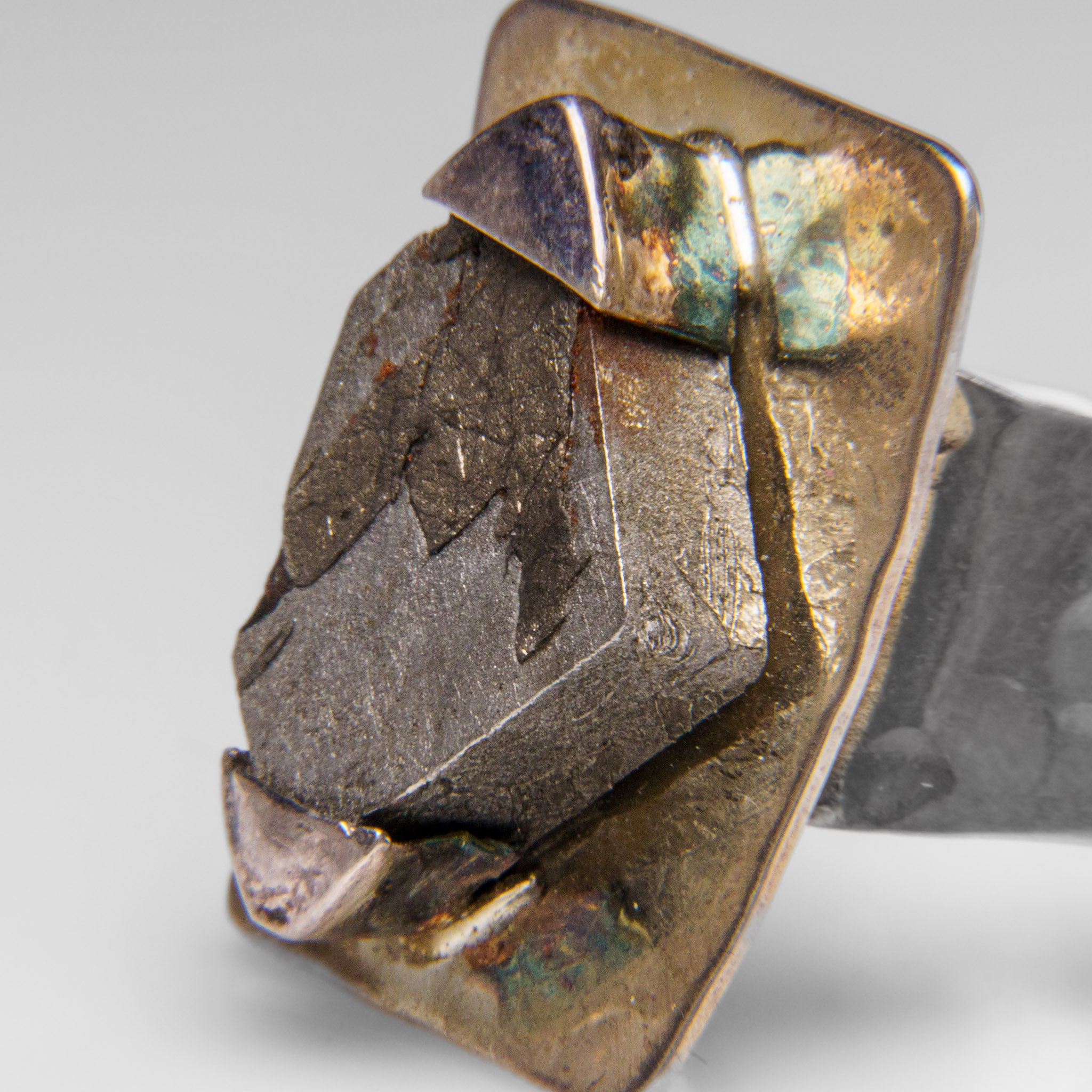 Genuine Seymchan Meteorite Ring in Sterling Silver