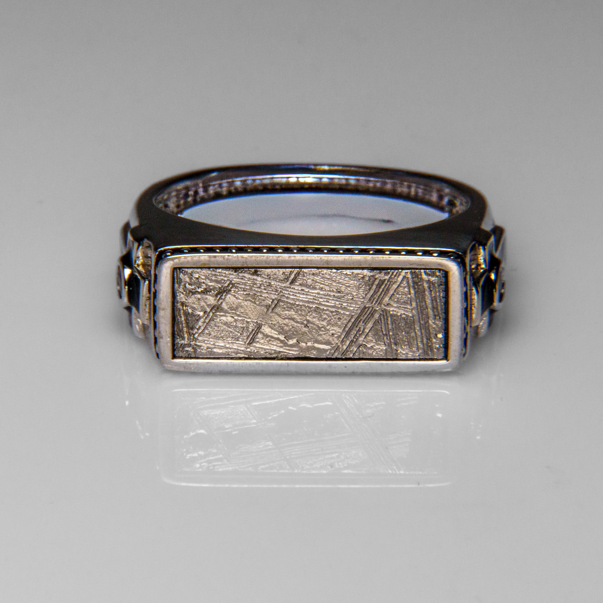 Genuine Seymchan Meteorite Ring in Sterling Silver (Size 10)