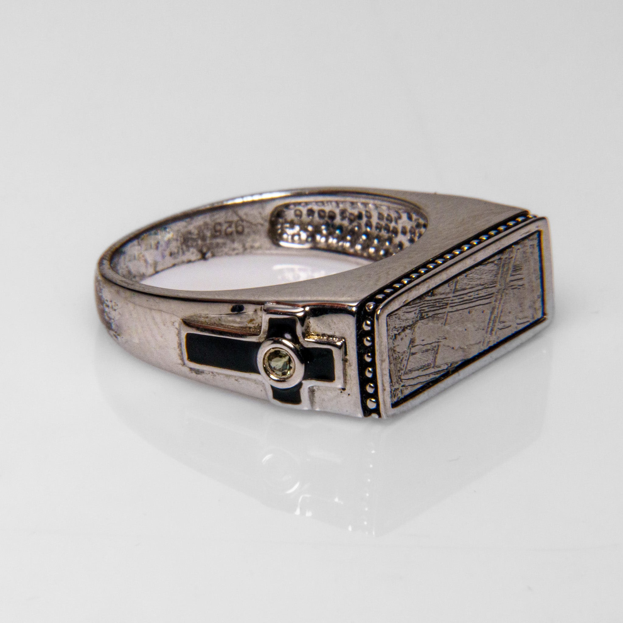 Genuine Seymchan Meteorite Ring in Sterling Silver (Size 10)