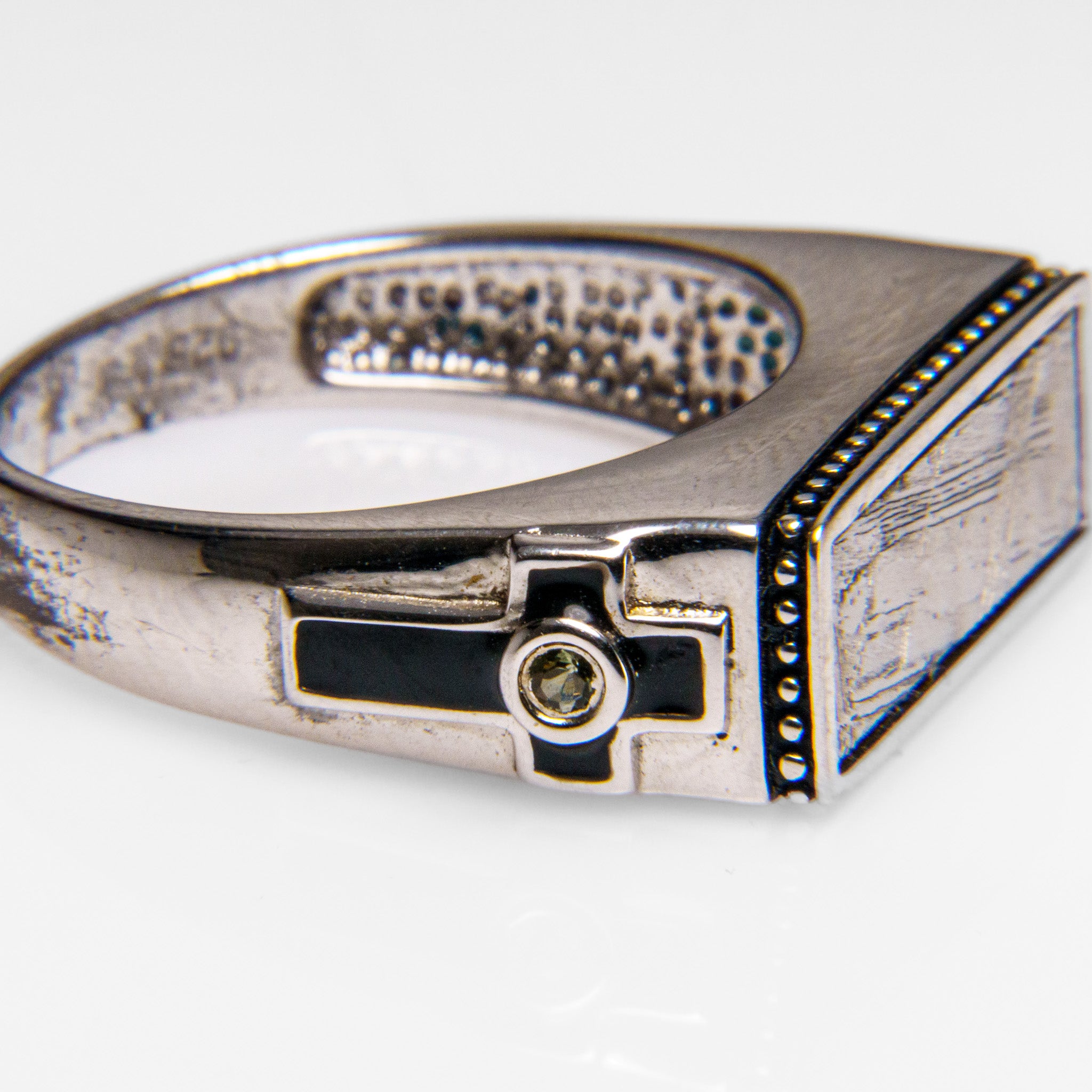 Genuine Seymchan Meteorite Ring in Sterling Silver (Size 10)