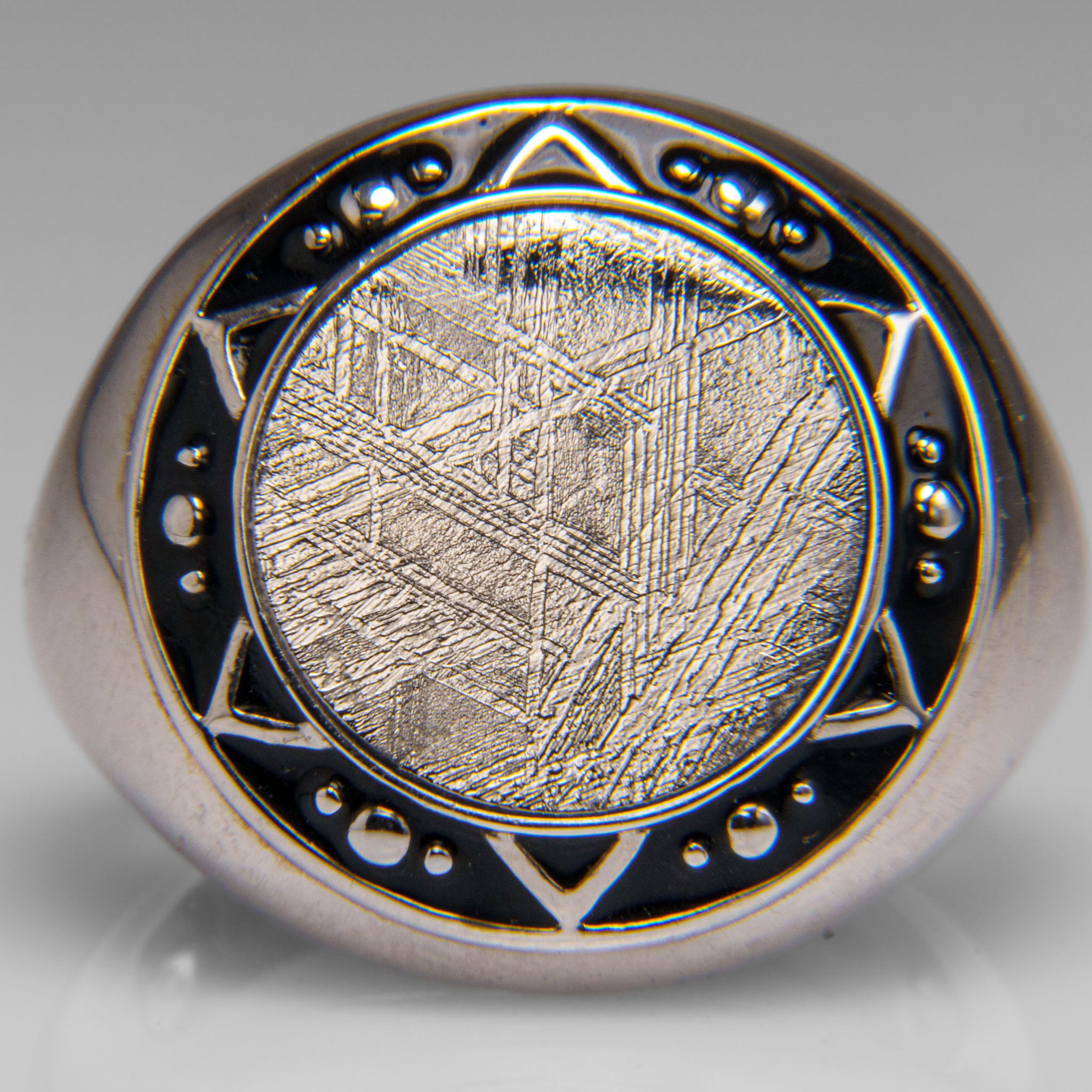 Genuine Seymchan Meteorite Ring in Sterling Silver (Size: 9 3/4)