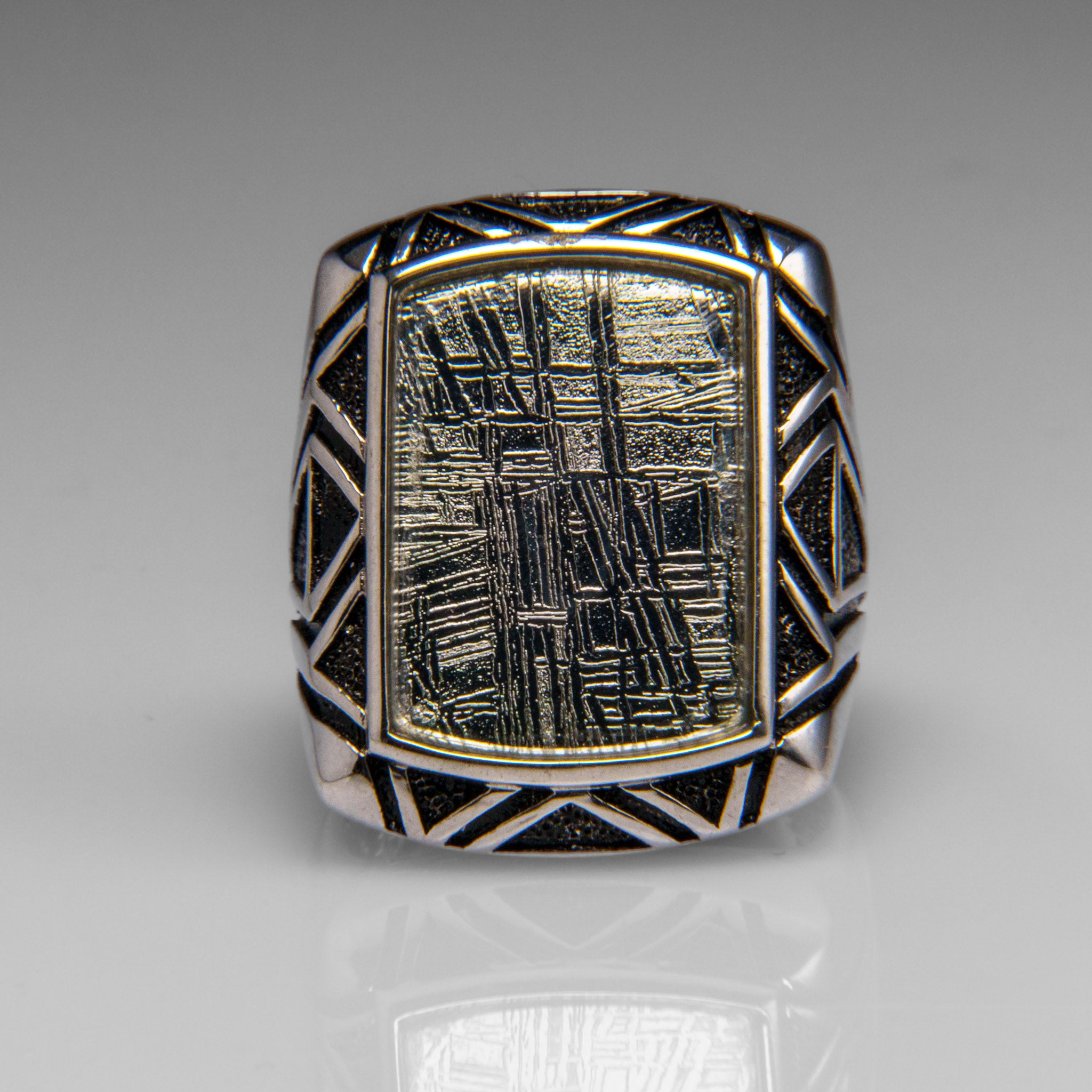 Genuine Seymchan Meteorite Ring in Sterling Silver (7 3/4)