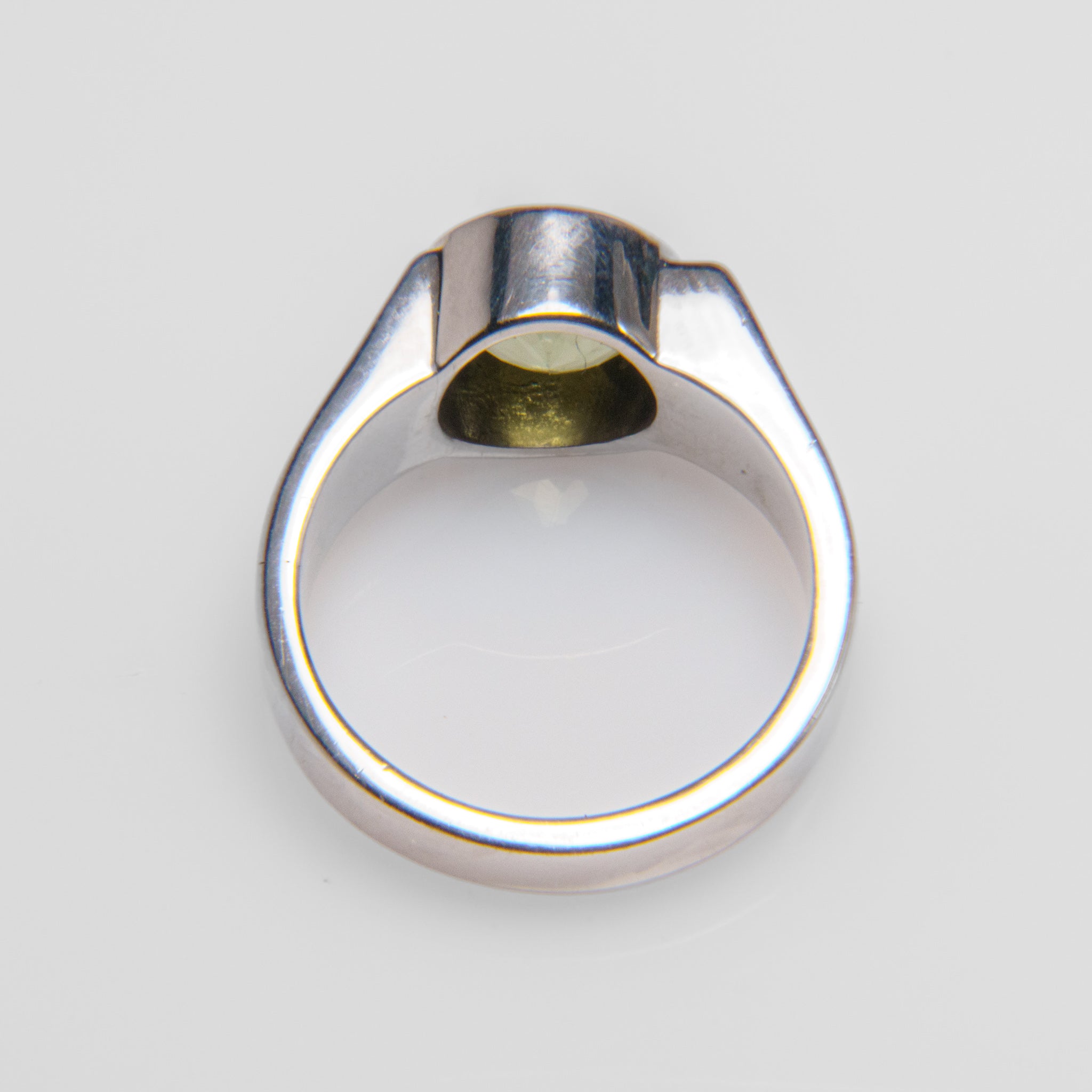 Genuine Green Tourmaline Gemstone Sterling Silver Men's Ring (Size 7)