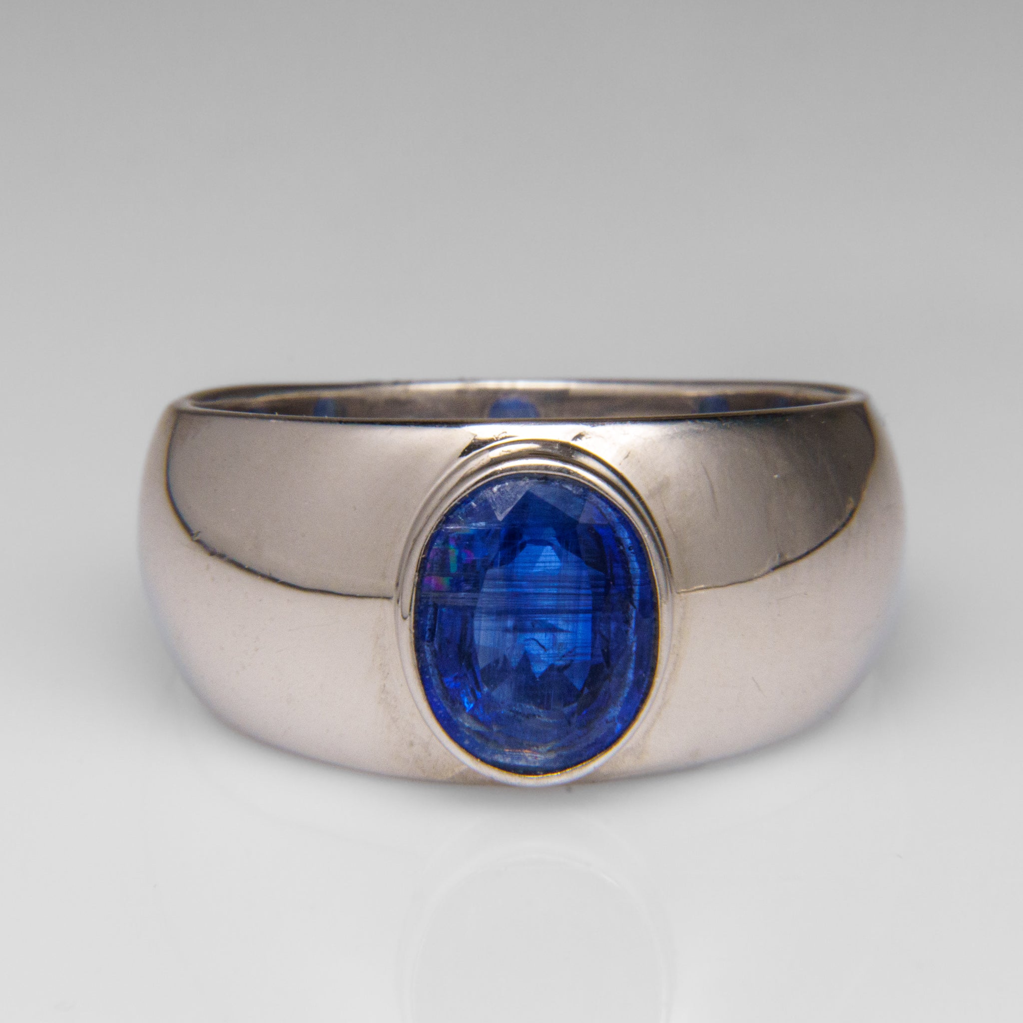 Genuine Kyanite Sterling Silver Men's Ring (Size 10.5)