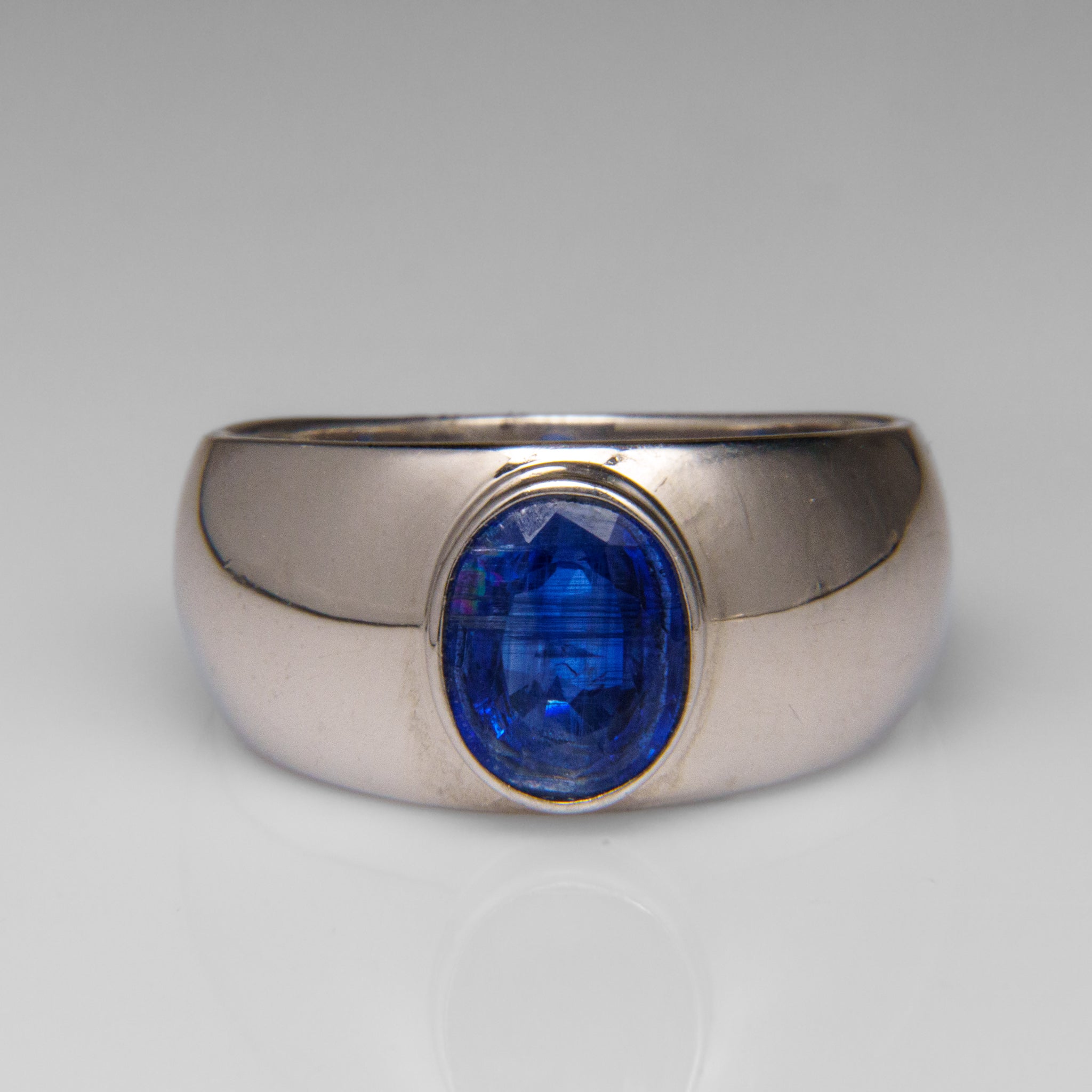 Genuine Kyanite Sterling Silver Men's Ring (Size 10.5)