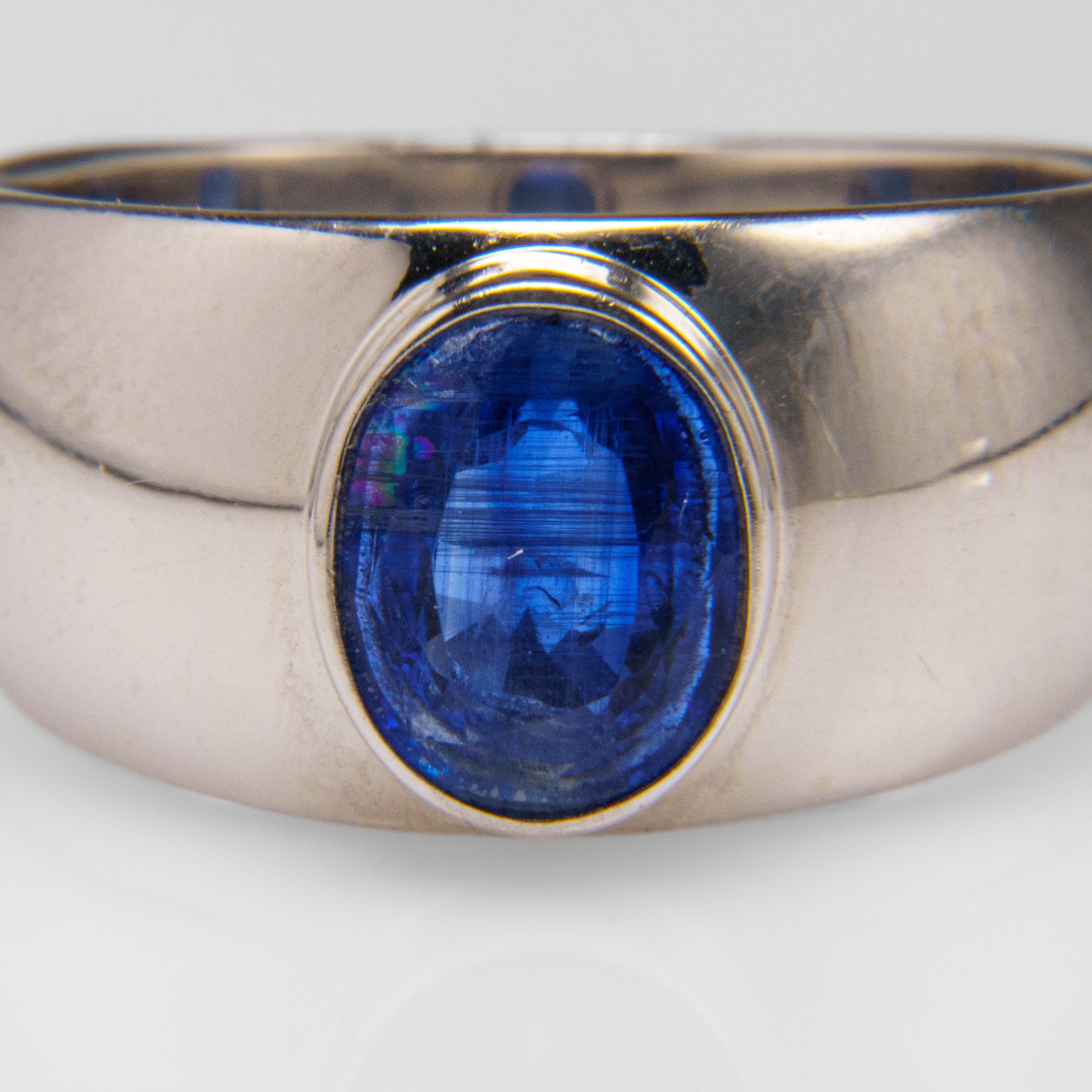 Genuine Kyanite Sterling Silver Men's Ring (Size 10.5)