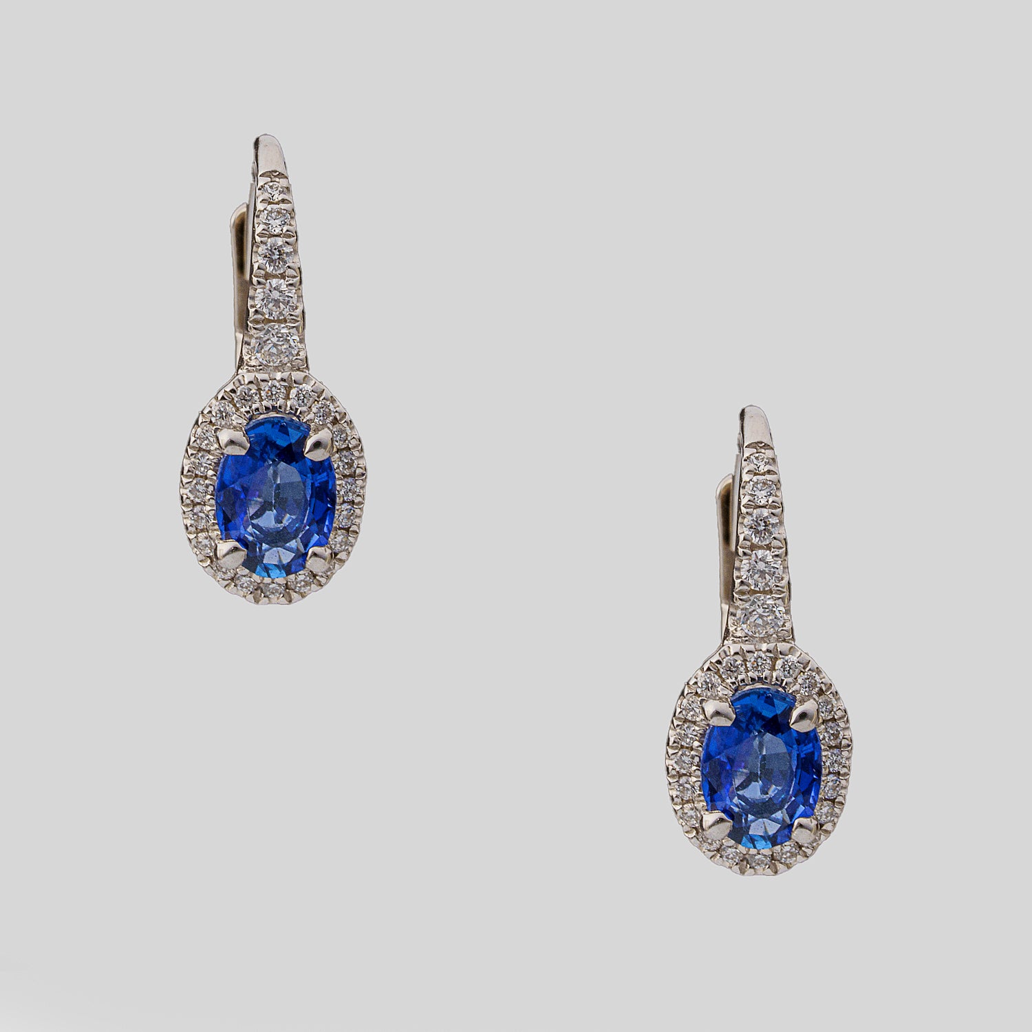 14k White Gold Sapphire (1.36ct.) Earrings
