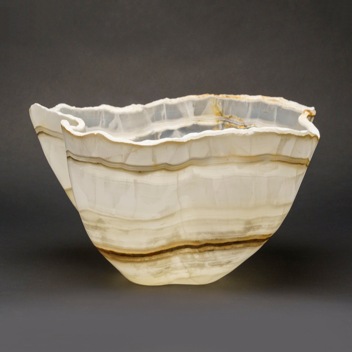 Genuine White Banded Onyx Bowl From Mexico (21 lbs)