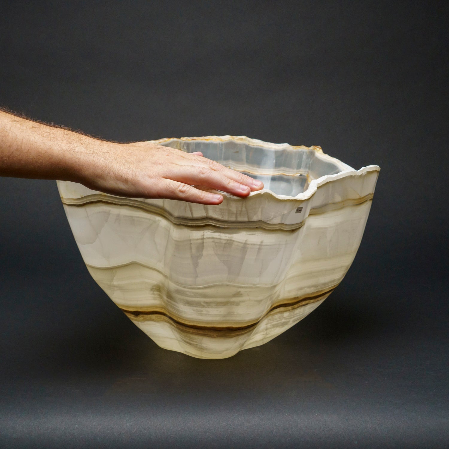 Genuine White Banded Onyx Bowl From Mexico (21 lbs)