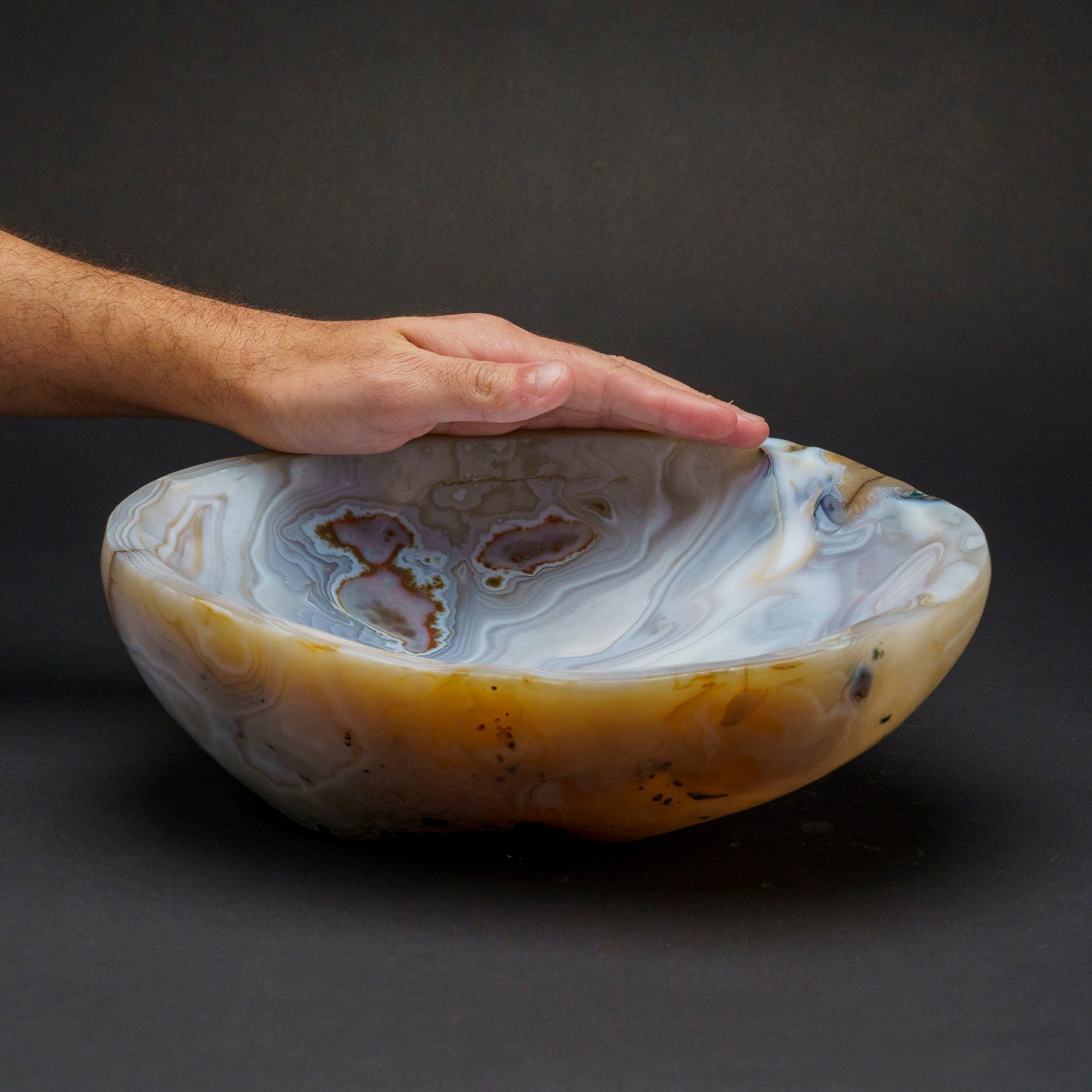 Polished Banded Agate Bowl From Brazil (13 lbs)