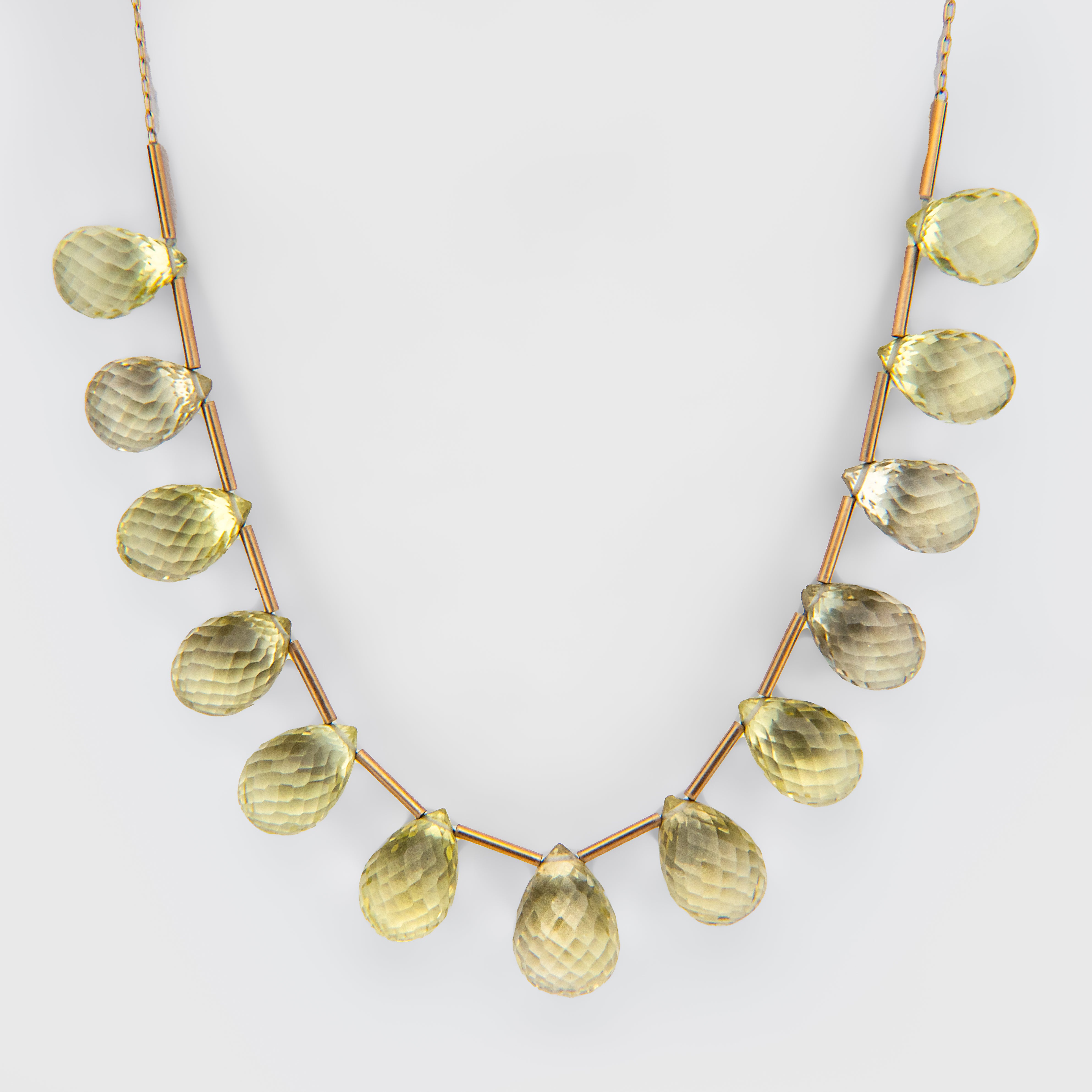 14K Gold Citrine Gemstone 16 Inch Necklace