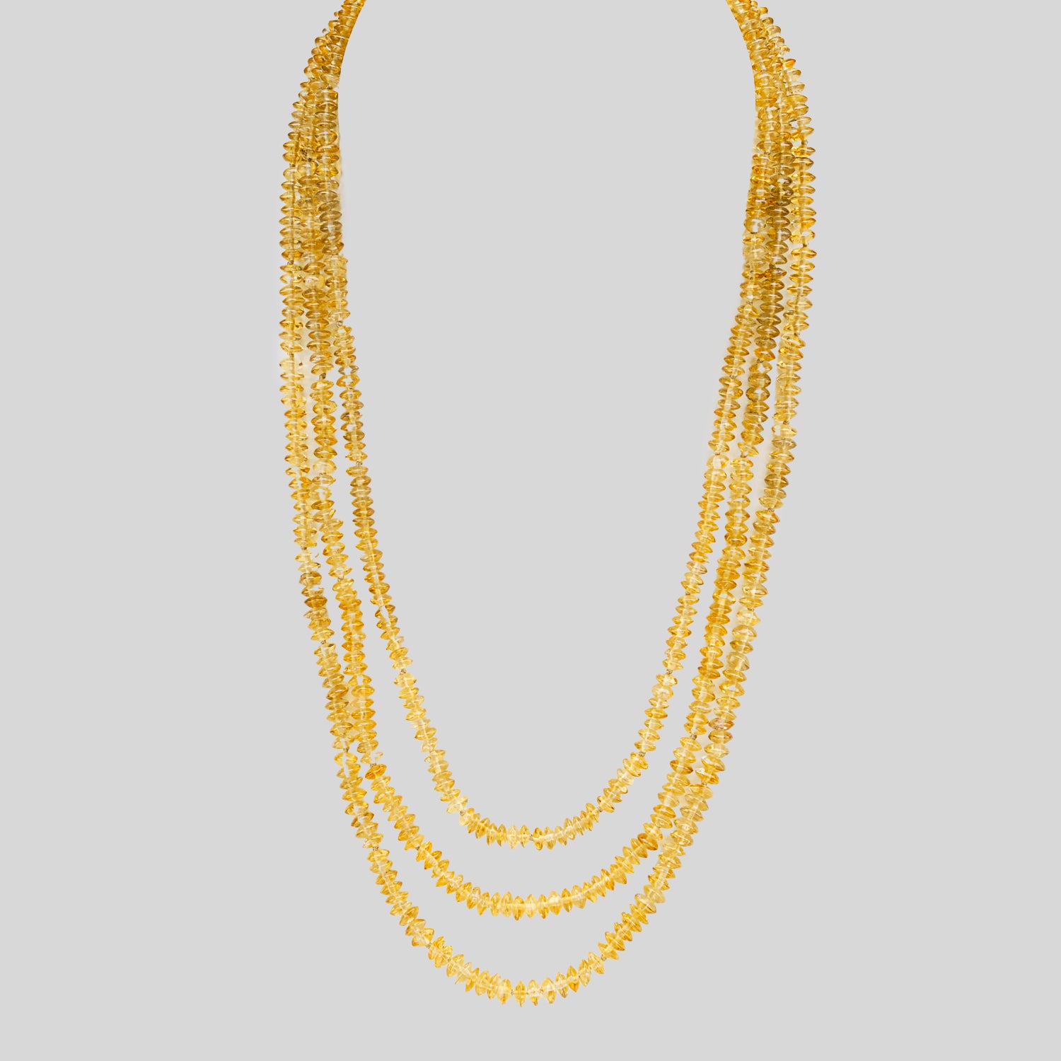 Citrine (177ct) Gemstone Beaded Layered Strand 18 Inch Necklace