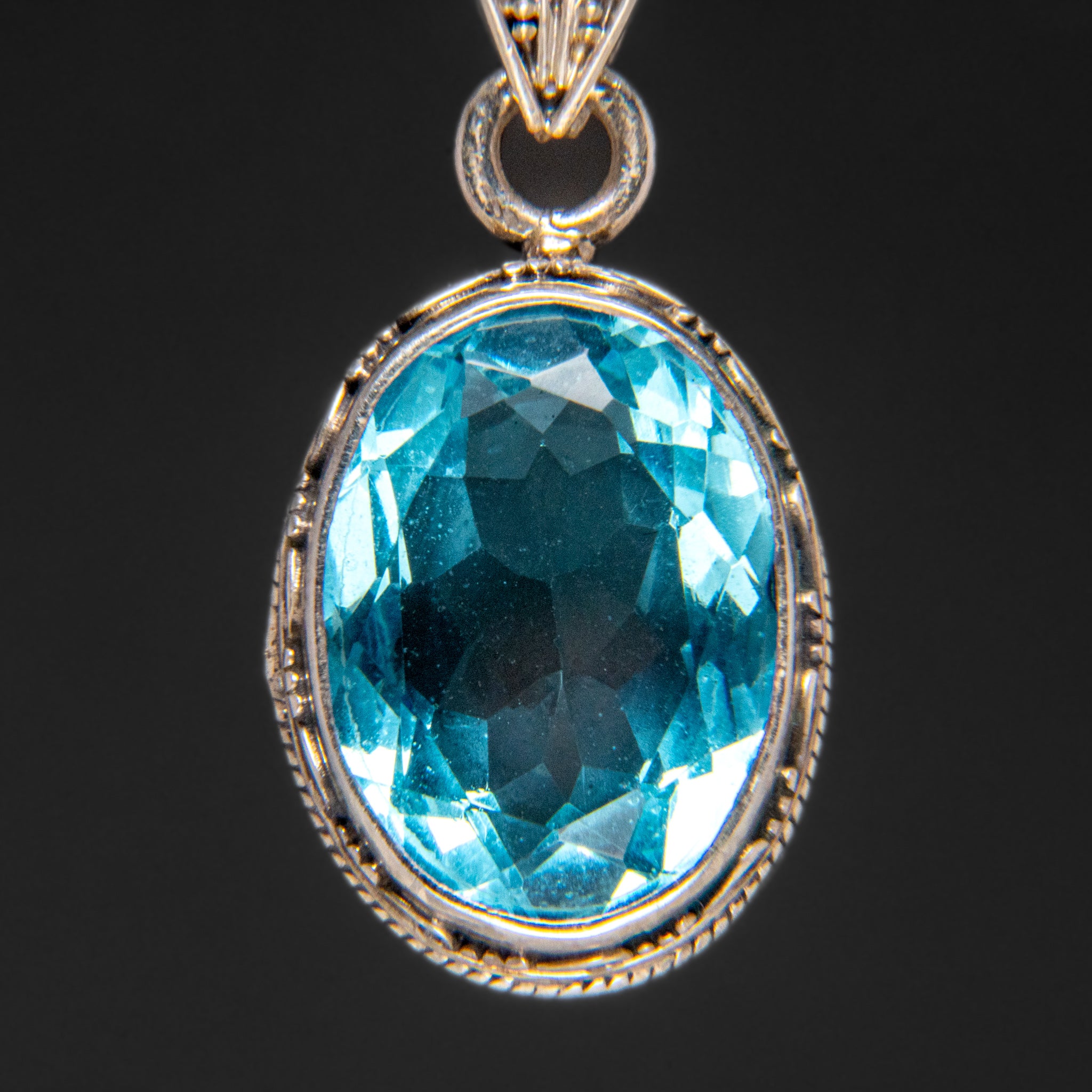Blue Topaz Gemstone Sterling Silver Pendant with 18" Sterling Silver Chain