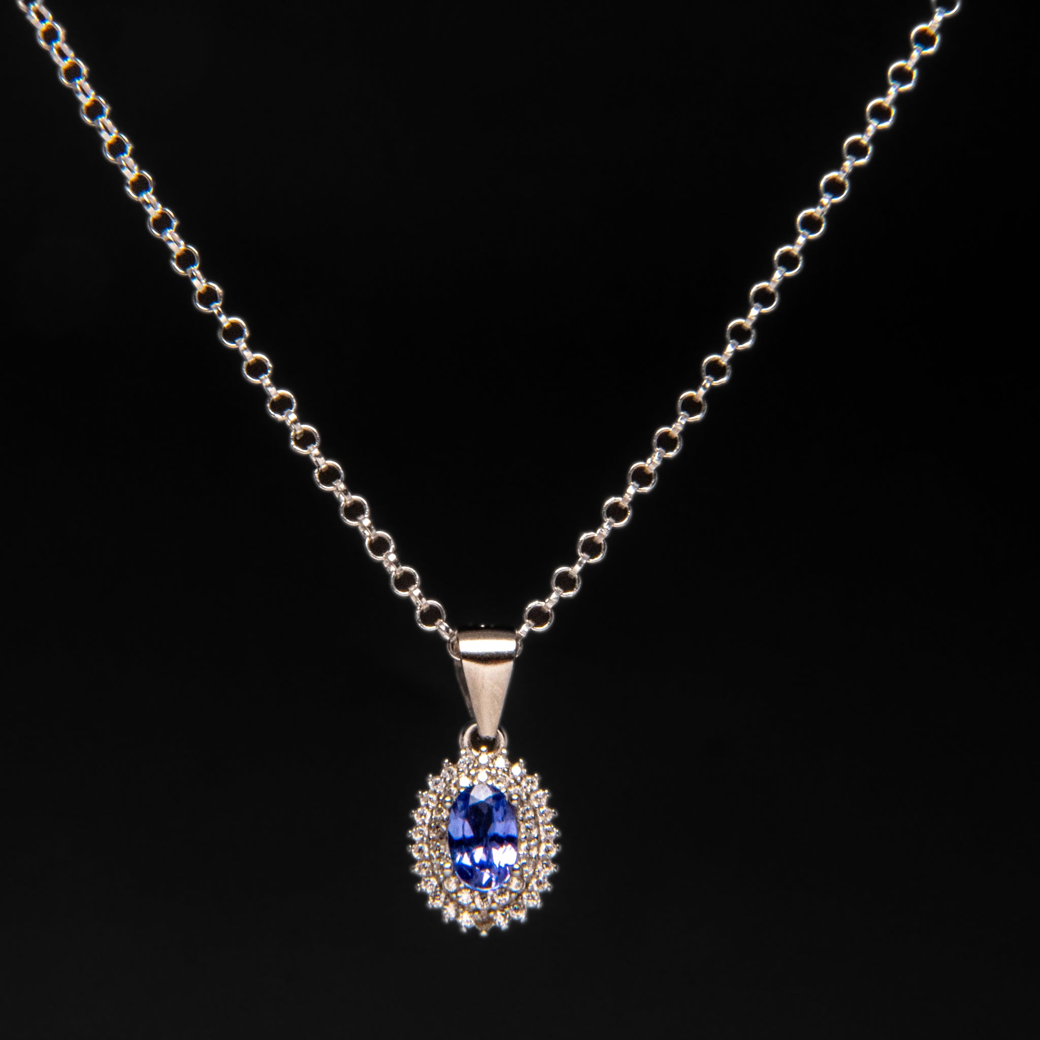 Sterling Silver Tanzanite Gemstone Pendant with 18" Sterling Silver Chain