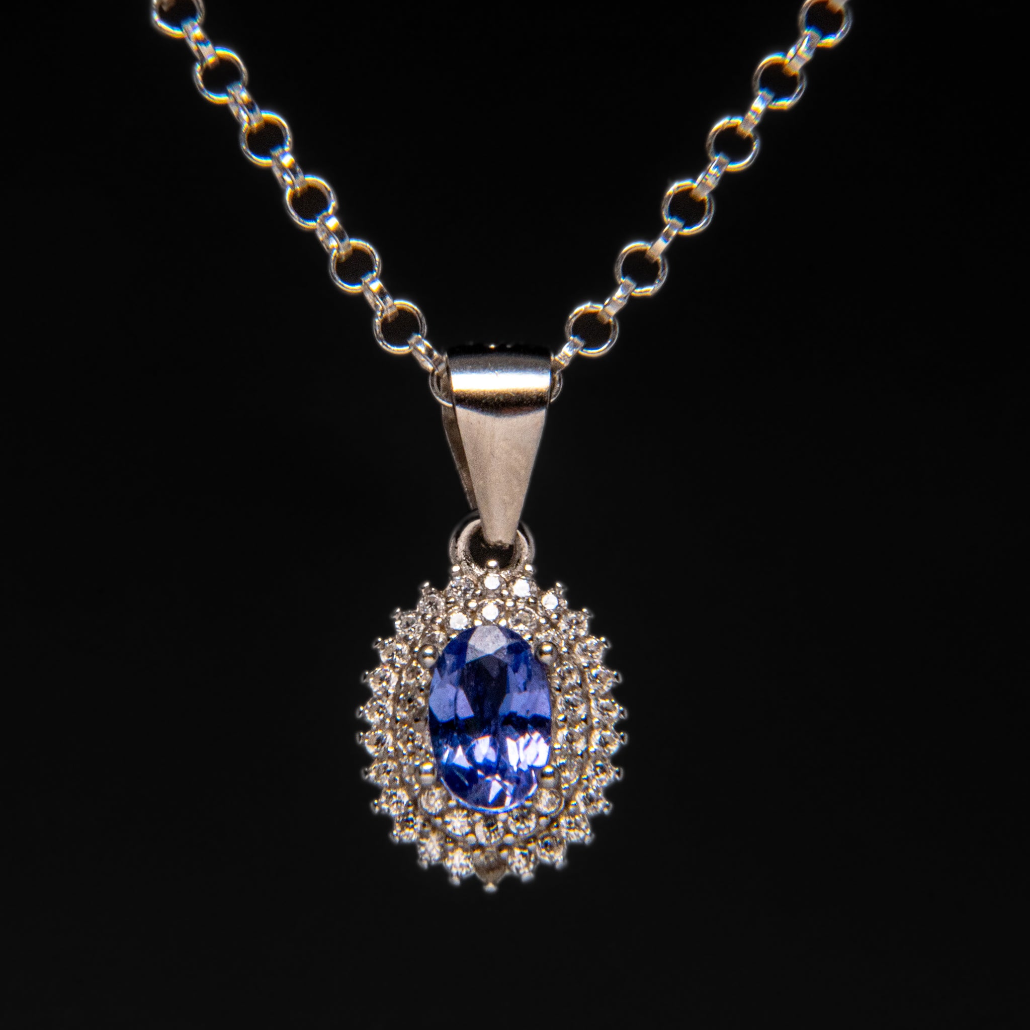 Sterling Silver Tanzanite Gemstone Pendant with 18" Sterling Silver Chain
