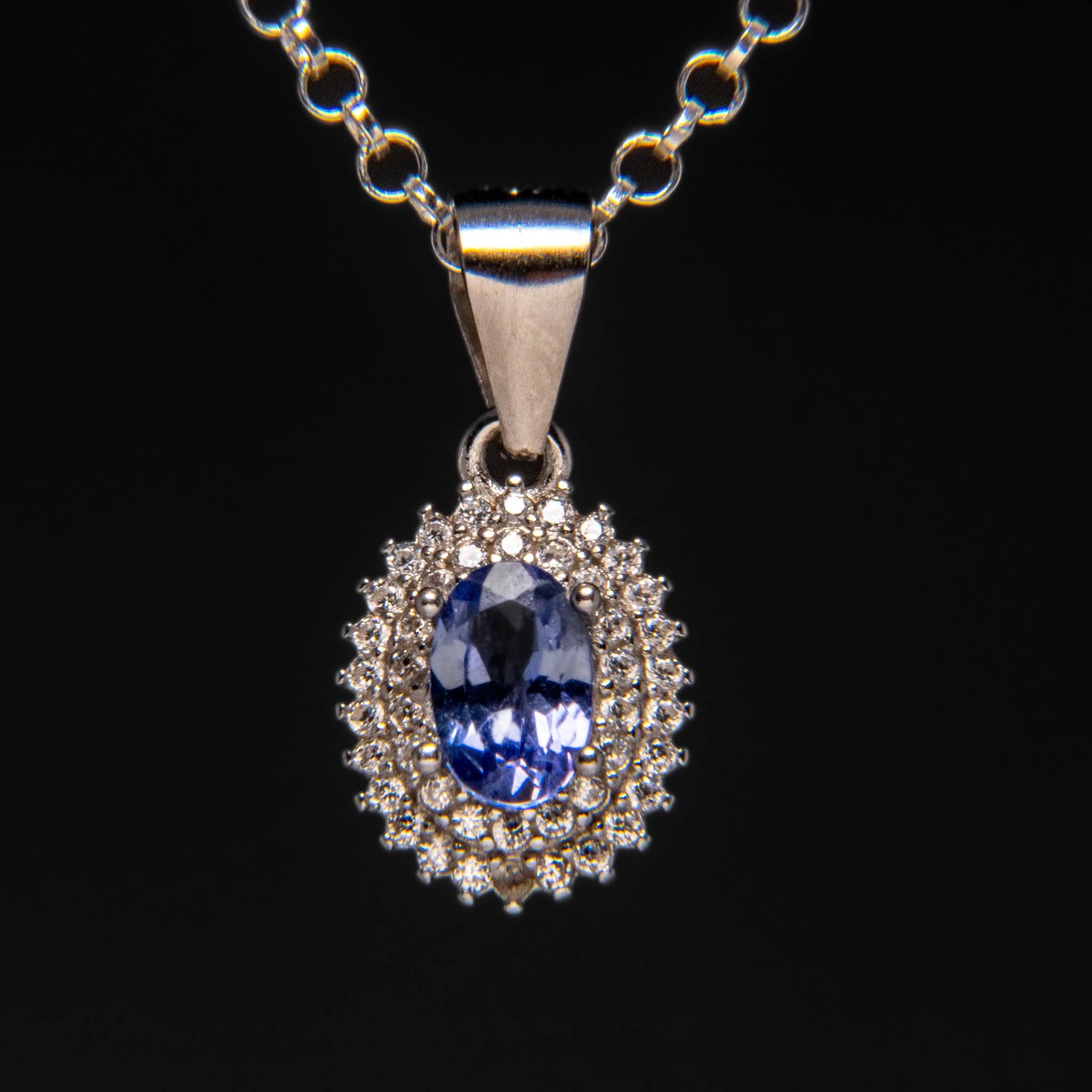 Sterling Silver Tanzanite Gemstone Pendant with 18" Sterling Silver Chain