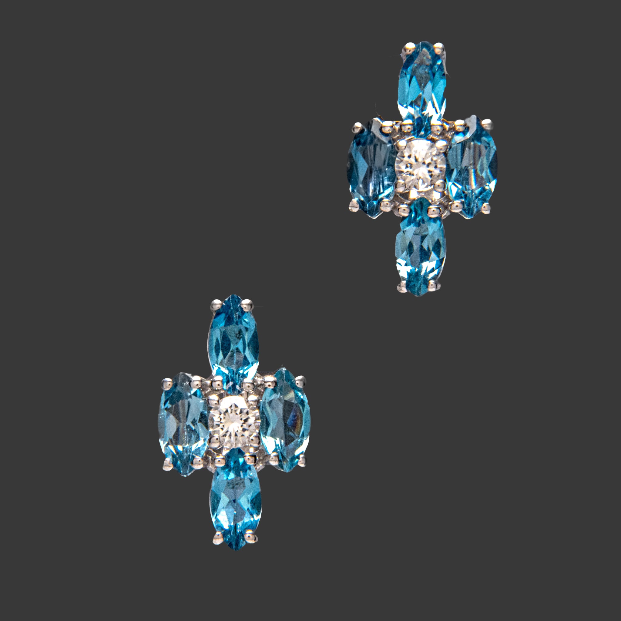 Blue Topaz Gemstone Sterling Silver Latch Back Earrings