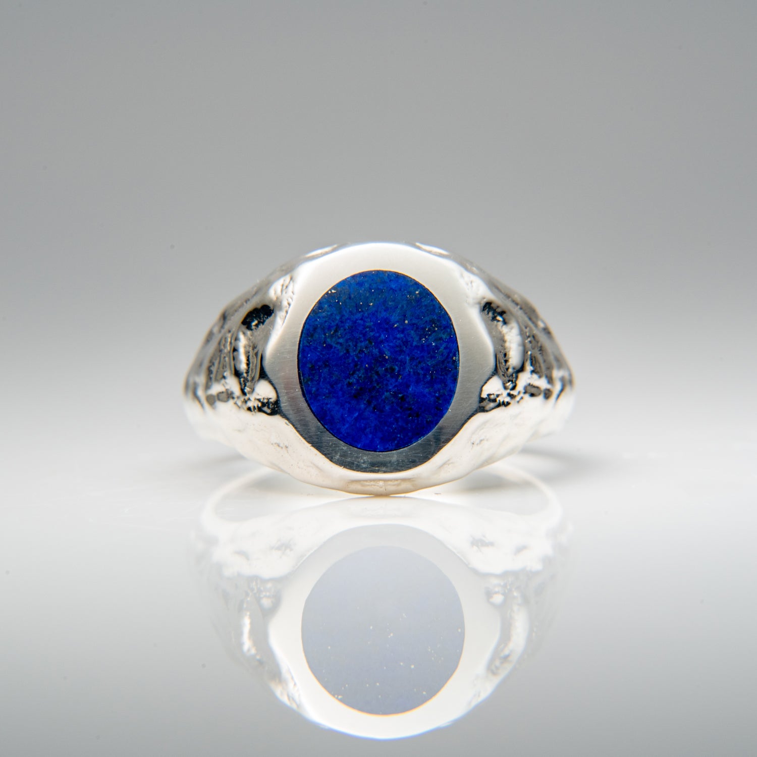 Genuine Lapis Lazuli Sterling Silver Men's Ring (Size 10)