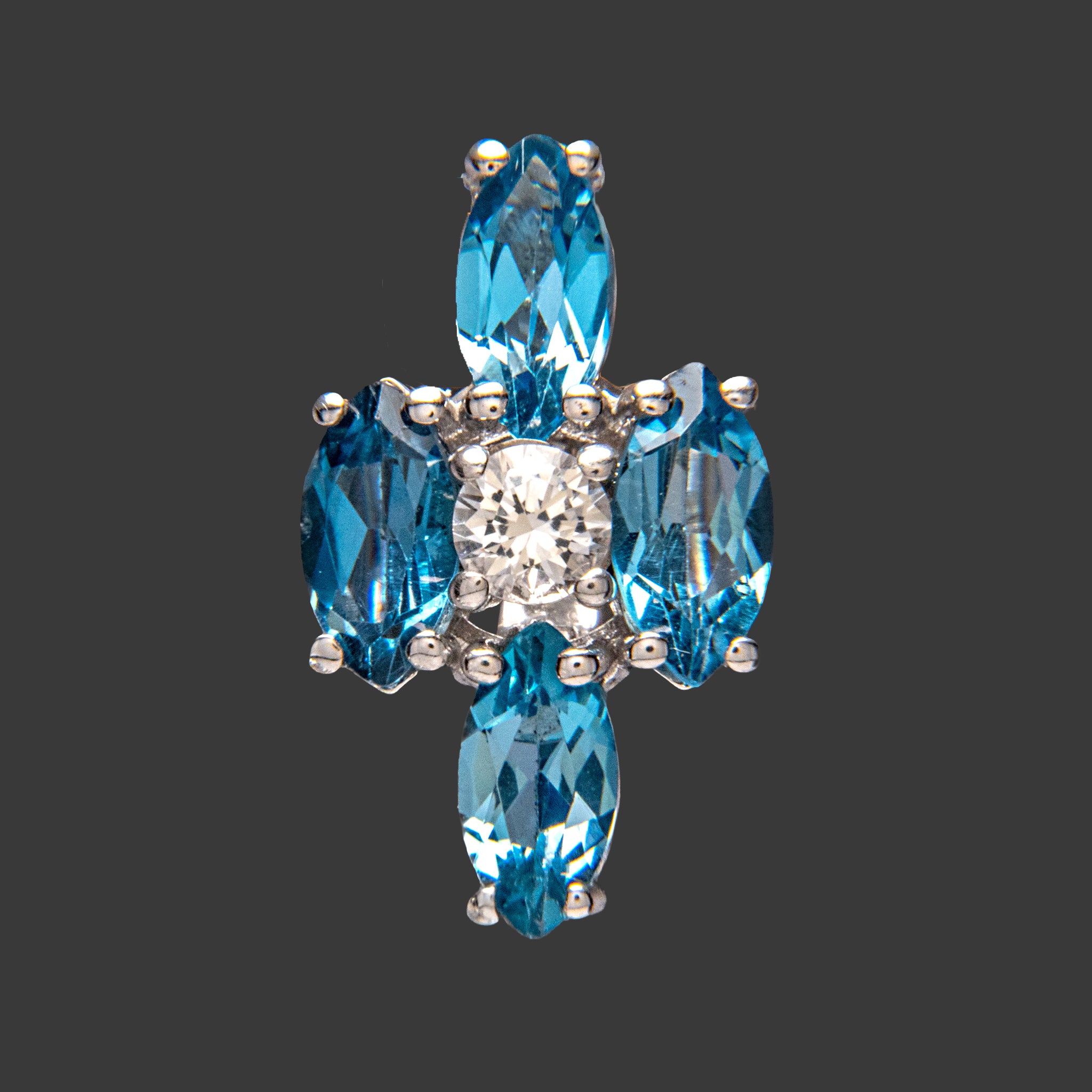 Blue Topaz Gemstone Sterling Silver Latch Back Earrings