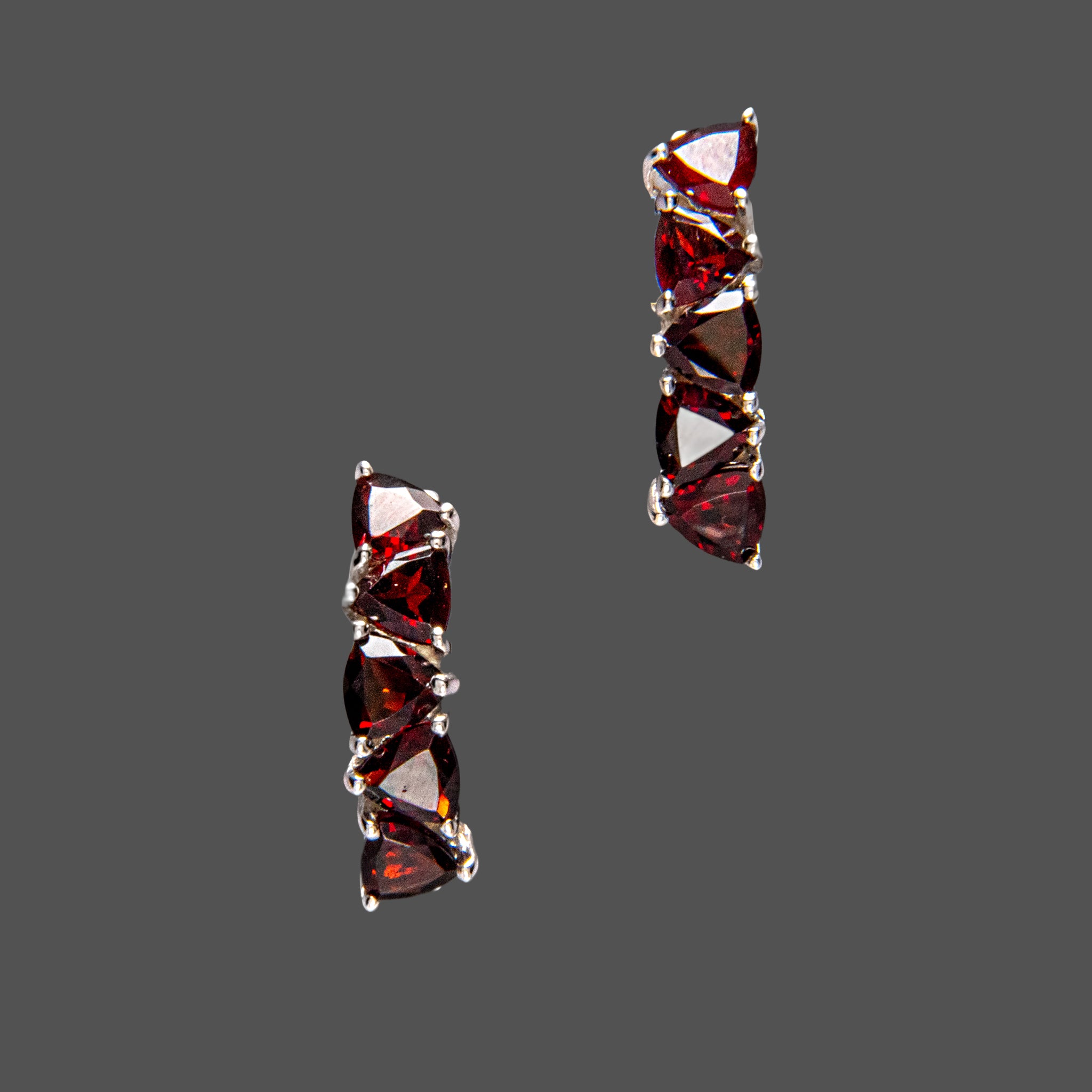 Sterling Silver 5mm Garnet Gemstone Stud Drop Earrings