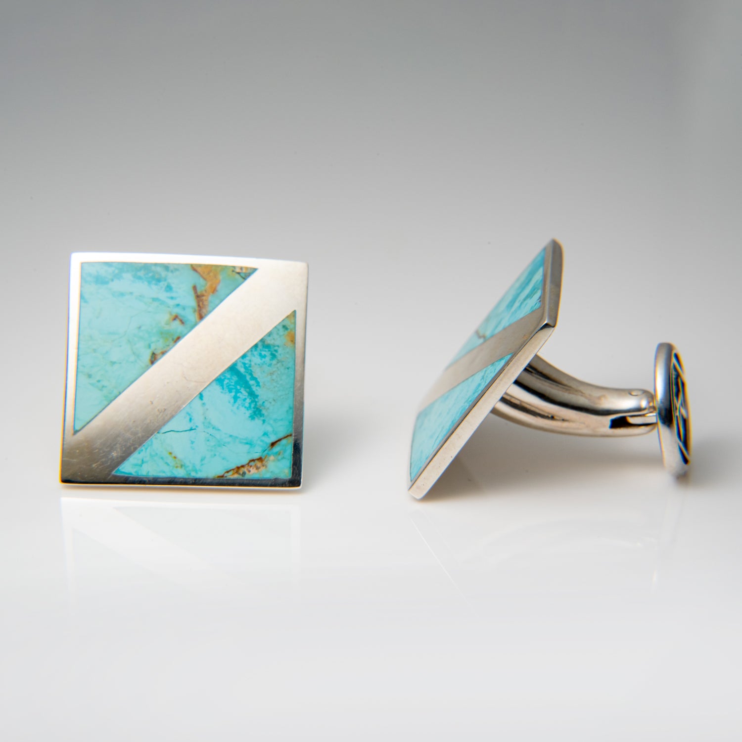 Genuine Turquoise Sterling Silver Cufflinks