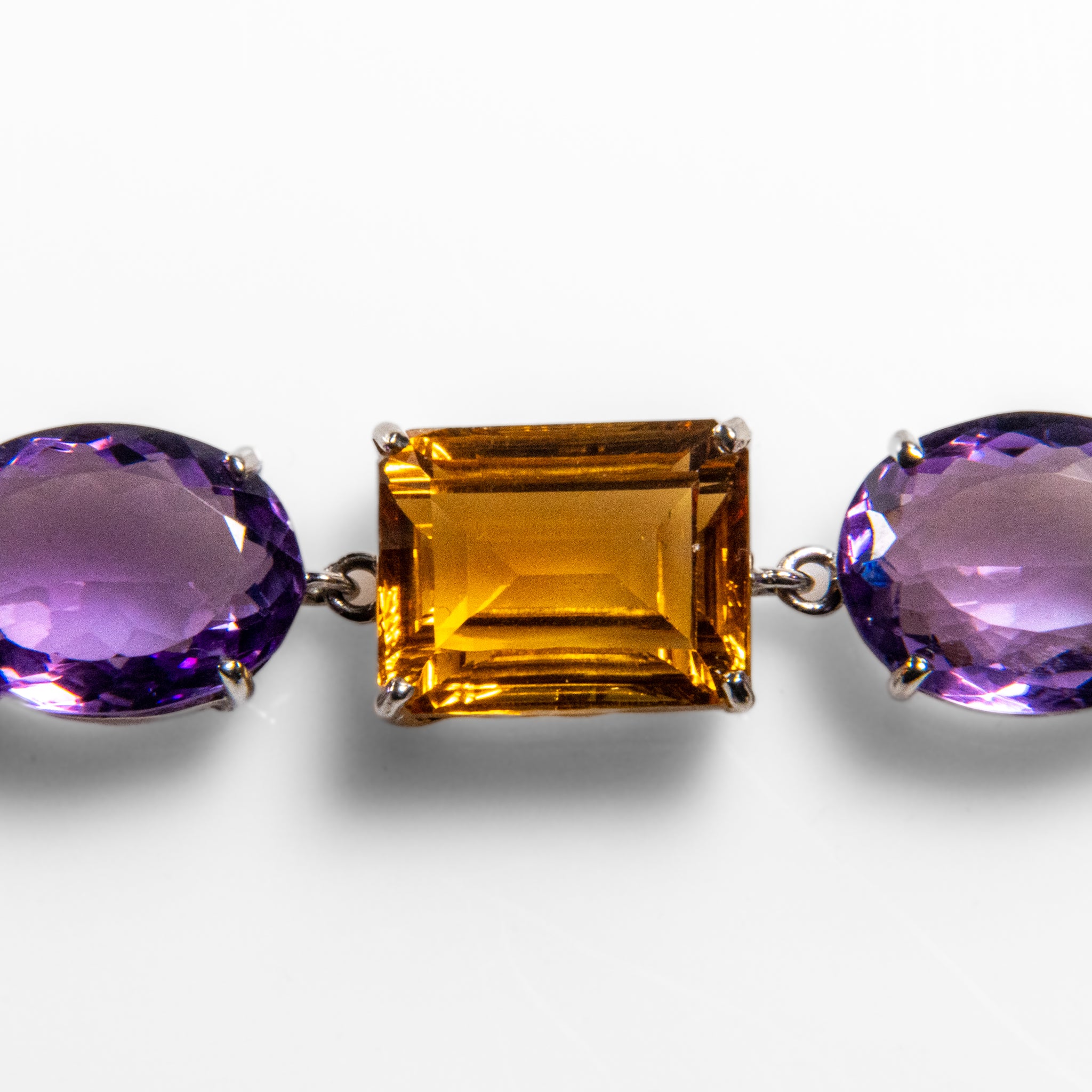 Genuine Amethyst, Topaz, Citrine Gemstone Bracelet in .925 Sterling Silver (8.5")