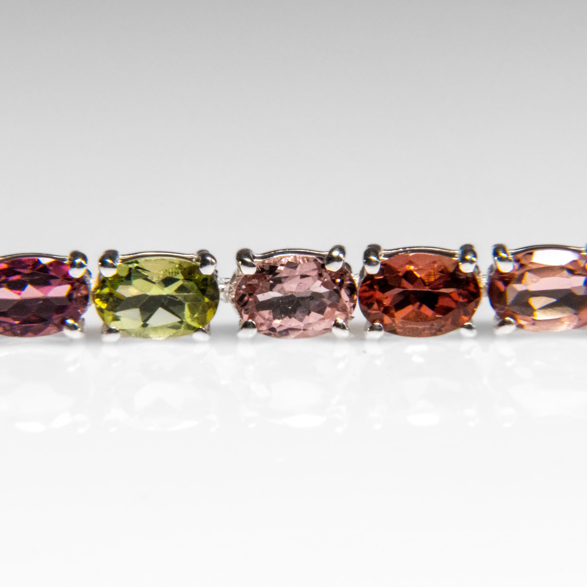 Genuine Tourmaline Gemstone Tennis Bracelet in .925 Sterling Silver